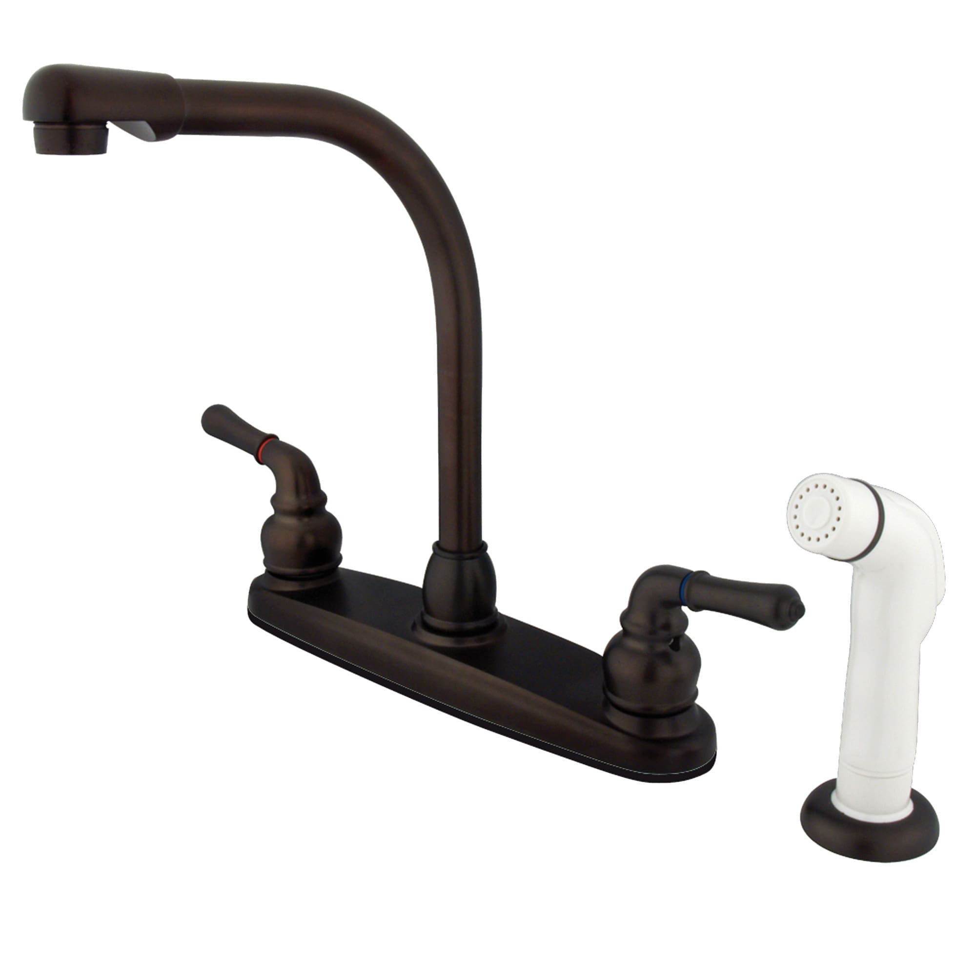 Elements of Design EB755 Magellan Oil-rubbed bronze Double Handle Deck-mount Kitchen Faucet (Includes Deck Plate) (Includes Side Sprayer)