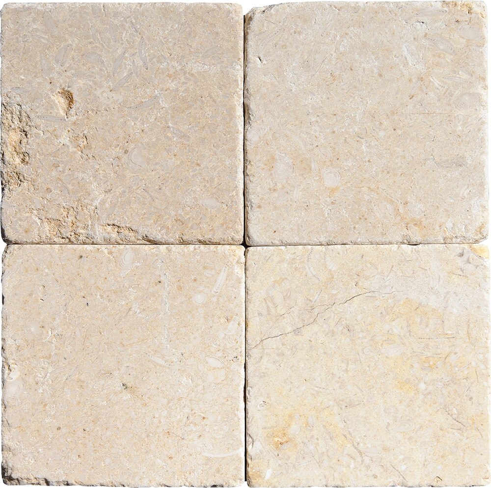 Marble Systems 100467 Natural Stone Seashell 4-in x 4-in Tumbled Natural Stone Marble Scale Floor and Wall Tile (6.66-sq. ft/ Carton)