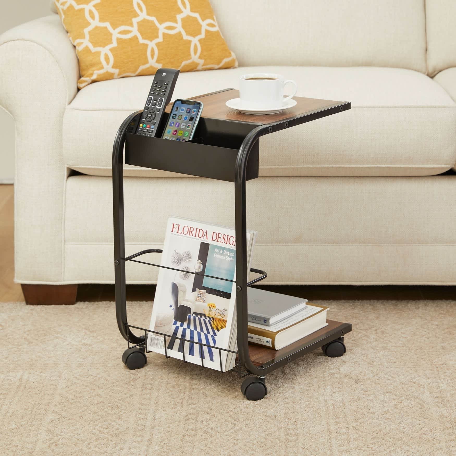 BrylaneHome 197380884808 Rolling Side Table