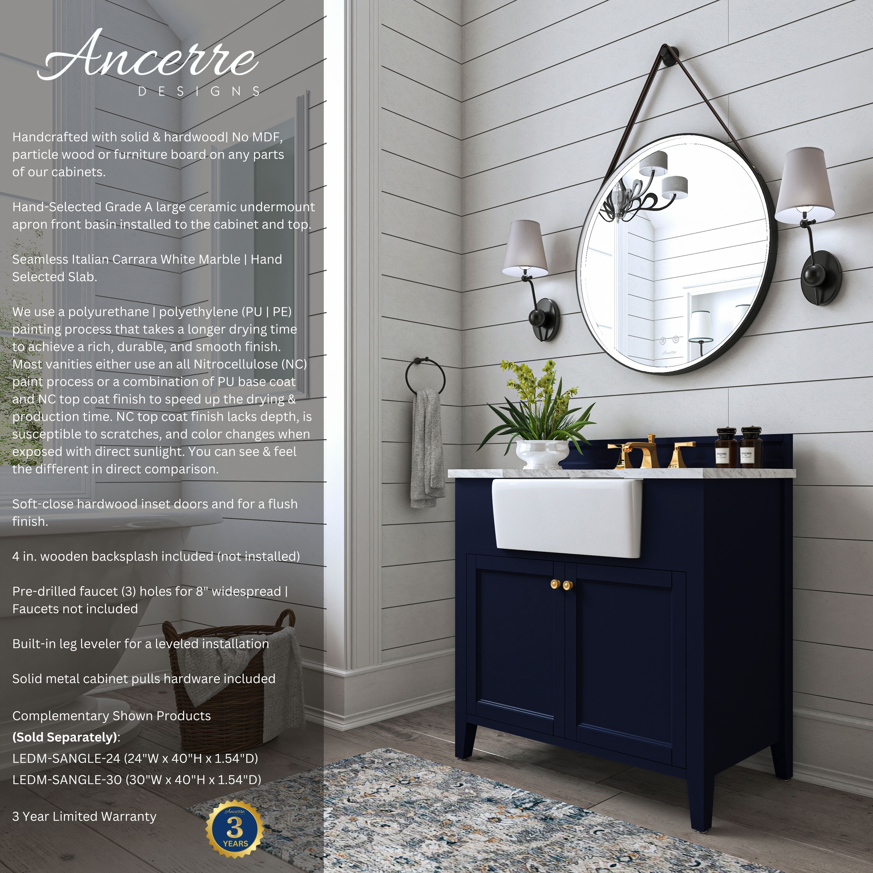 Ancerre Designs VTSADELINE36HBCWGD Bath-Vanity-Combo - View #2