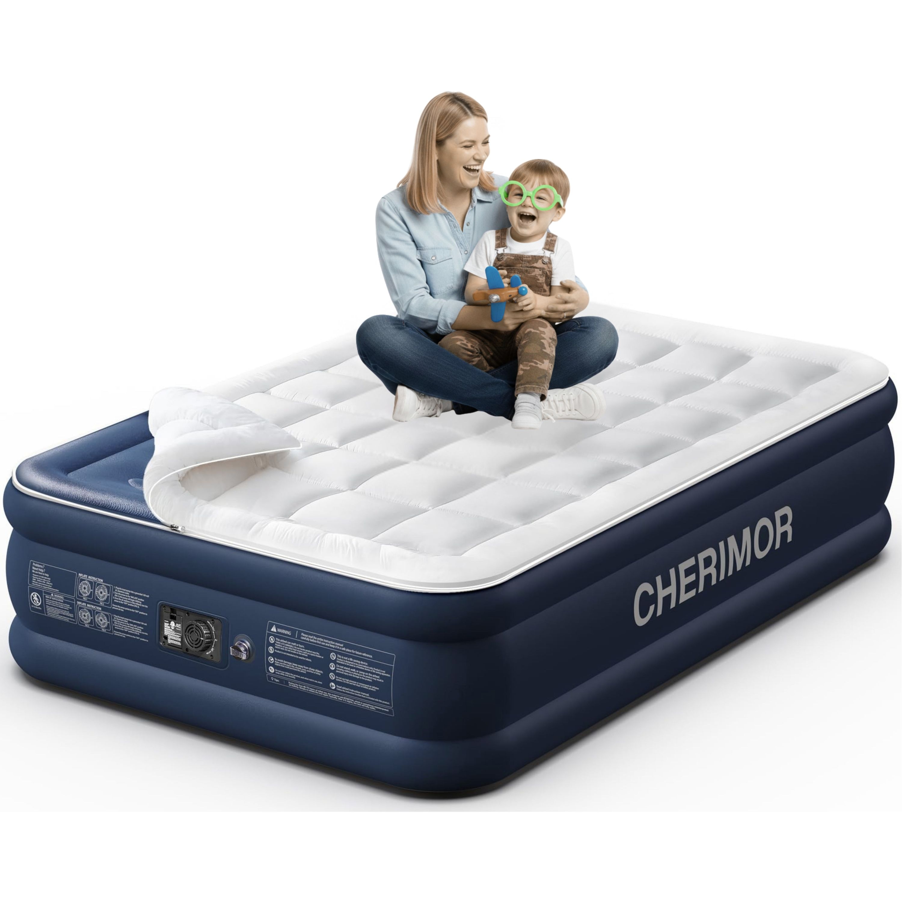 CHERIMOR -  20 Inch Queen Air Mattress Built-In Electric Pump Included Carrying Case Included Sin...