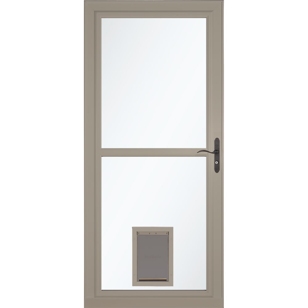 LARSON Tradewinds Selection Pet Door 32-in x 81-in Sandstone Full-view Retractable Screen Aluminum Storm Door with Aged Bronze Handle in Brown -  1467909157