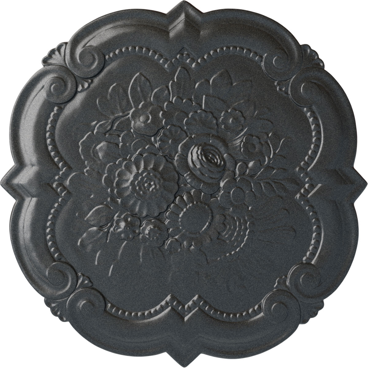 Ekena Millwork CM24VIPES Victorian 24.38-in W x 24.38-in L Painted Pewter Polyurethane Whole Ceiling Medallion