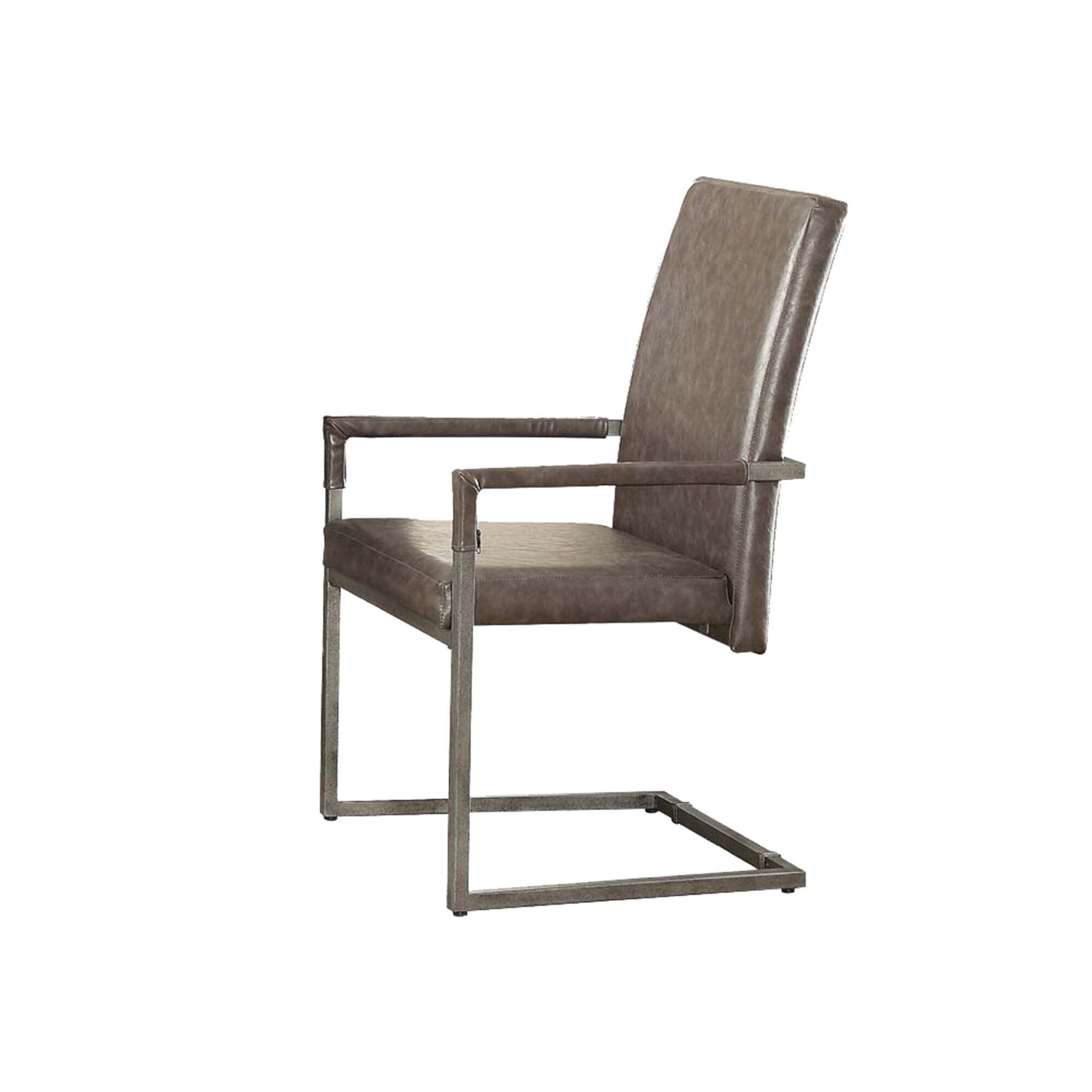 Benzara BM202033 Traditional Faux Leather Upholstered Arm Chair (Metal Frame)