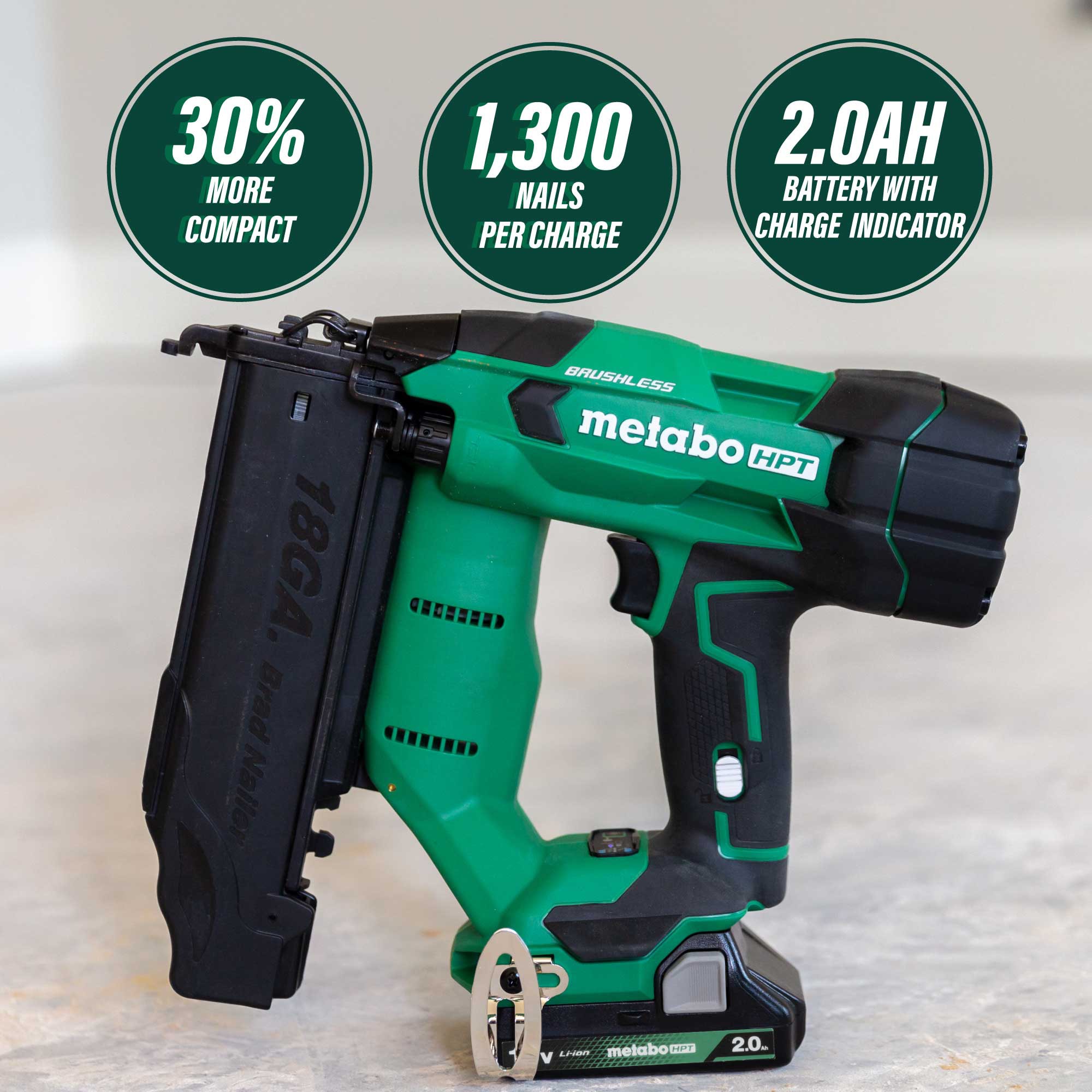 Metabo HPT MultiVolt 2-in 18-Gauge Cordless Brad Nailer in the