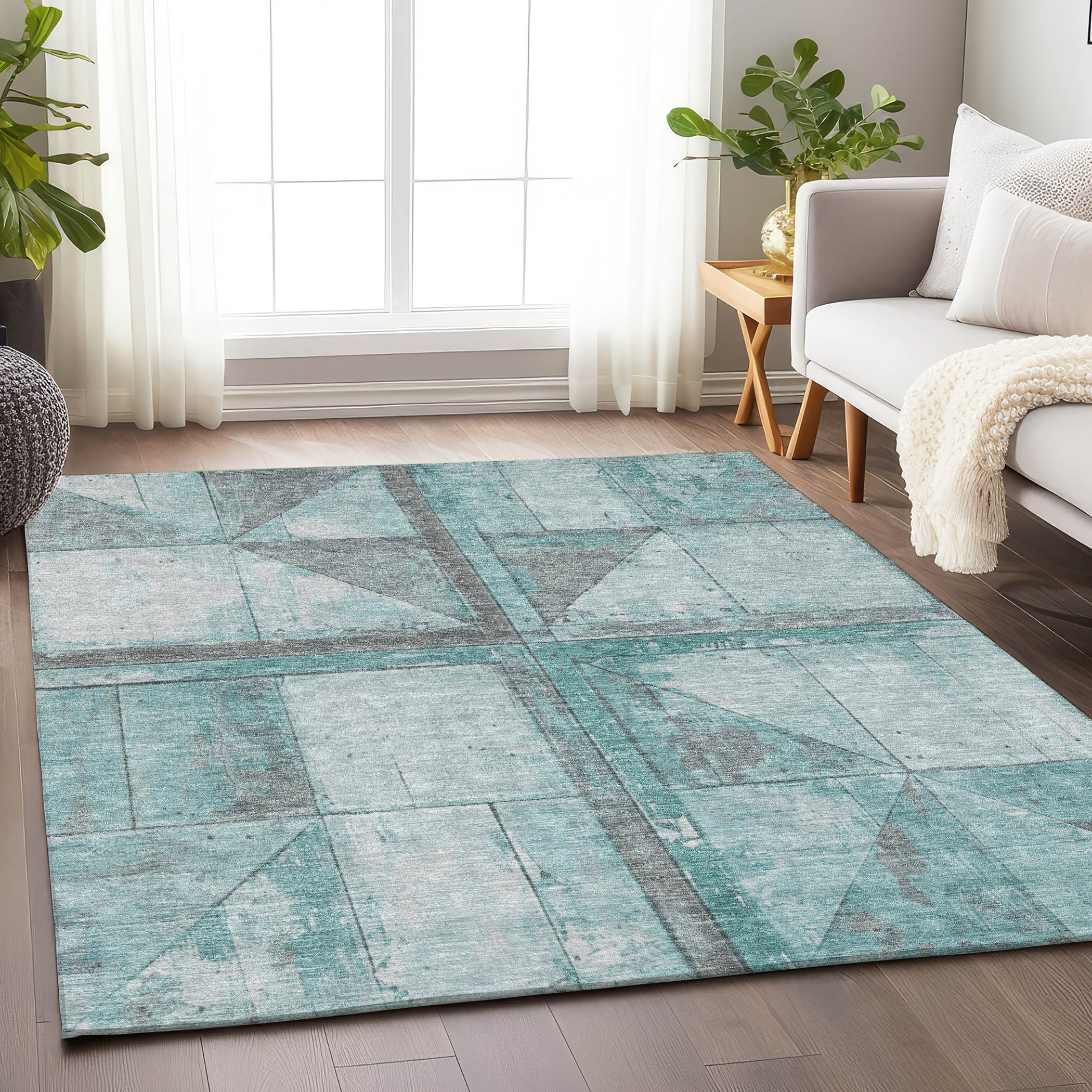 Addison Rugs ACN1876TE30X46 Chantille ACN1876TE 2 x 3 (ft) Loomed Polyester Teal Rectangular Indoor/Outdoor Machine washable Area rug