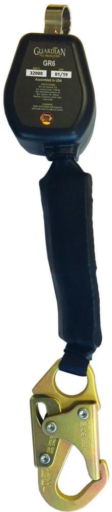 Guardian Fall Protection 32003 Lightweight Self-Retracting Lifeline Carabiner, Small, Black, 360 Swivel, Fall Indicating