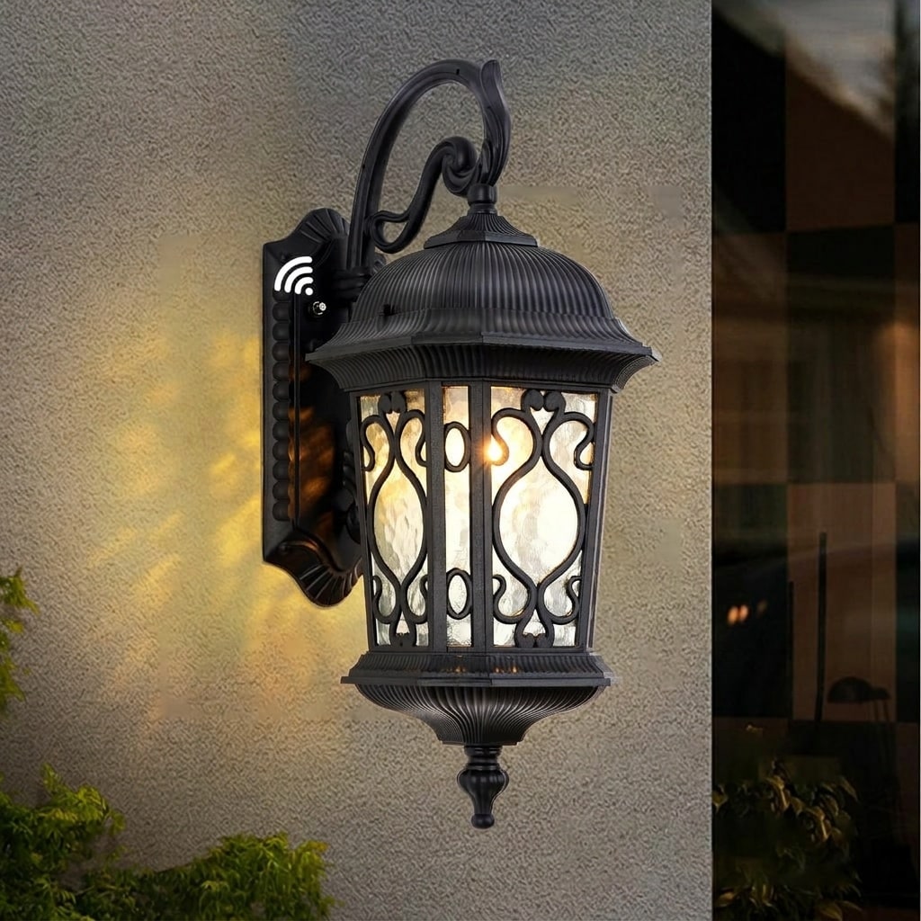Vrbgify  Large Outdoor Wall Light 20 Inch Black Waterproof Sconce European Style with Water Glass for Porch Entryway Yard Front Door Aluminum
