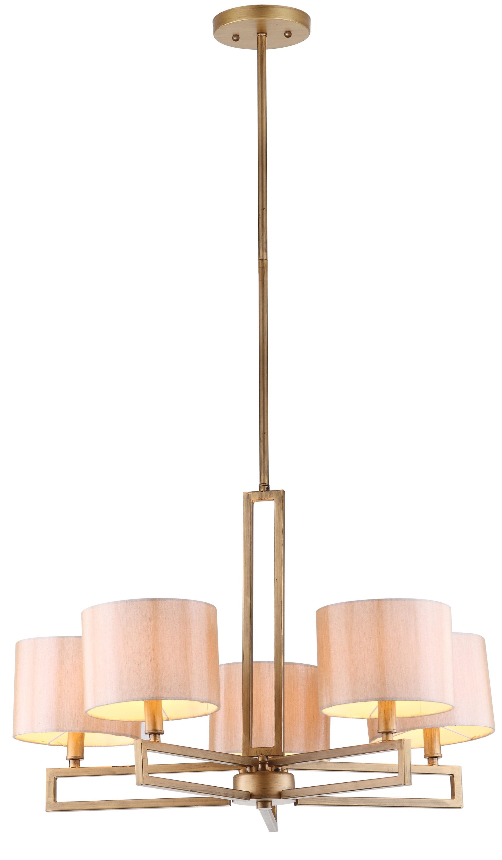 Contemporary 53.5'' Antique Gold Steel Drum Chandelier with Cream Shades