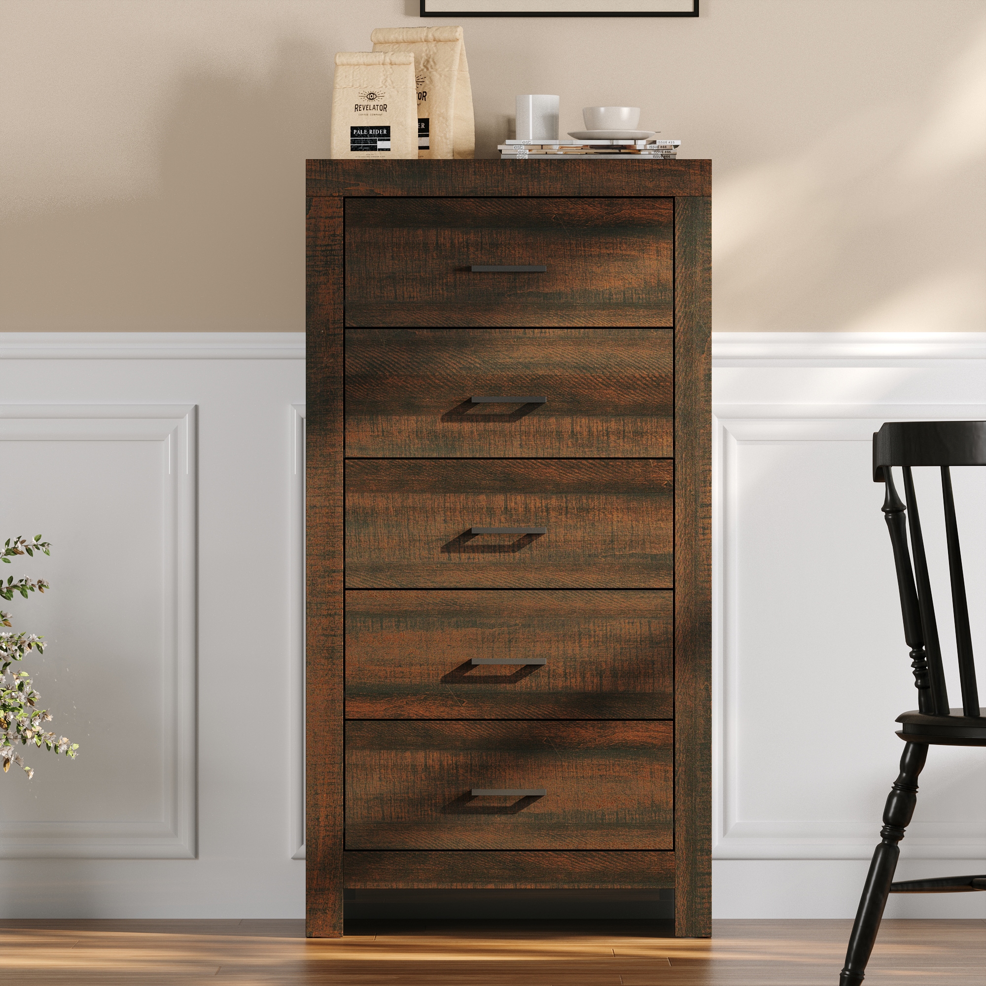 FUFU&GAGA KF200258-02 Brown 5 -Drawer Standard dresser