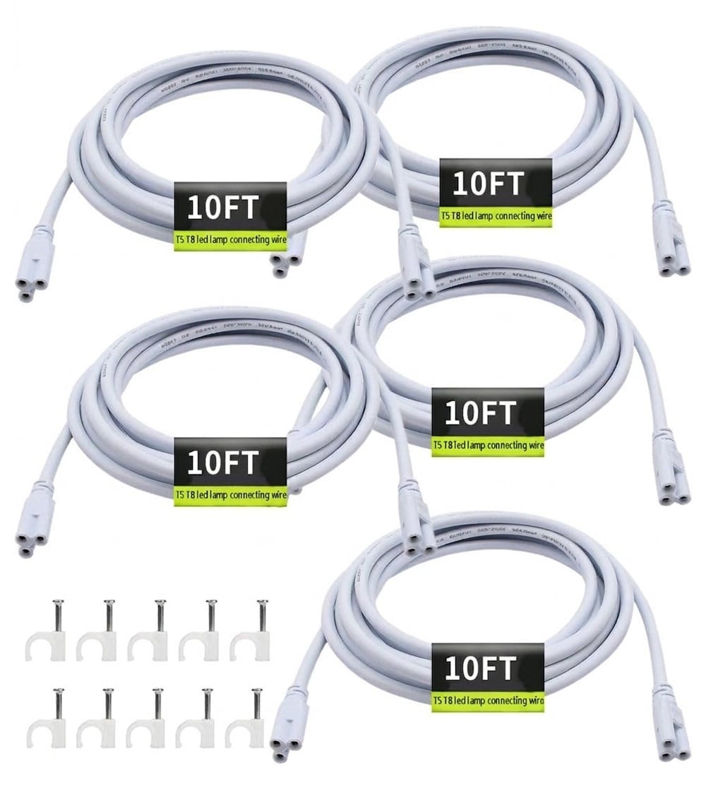 Oyezvary - 5 Pack 9.98 Foot Female to Female Extension Cord for T5 T8 LED Tube Under Cabinet Sho...