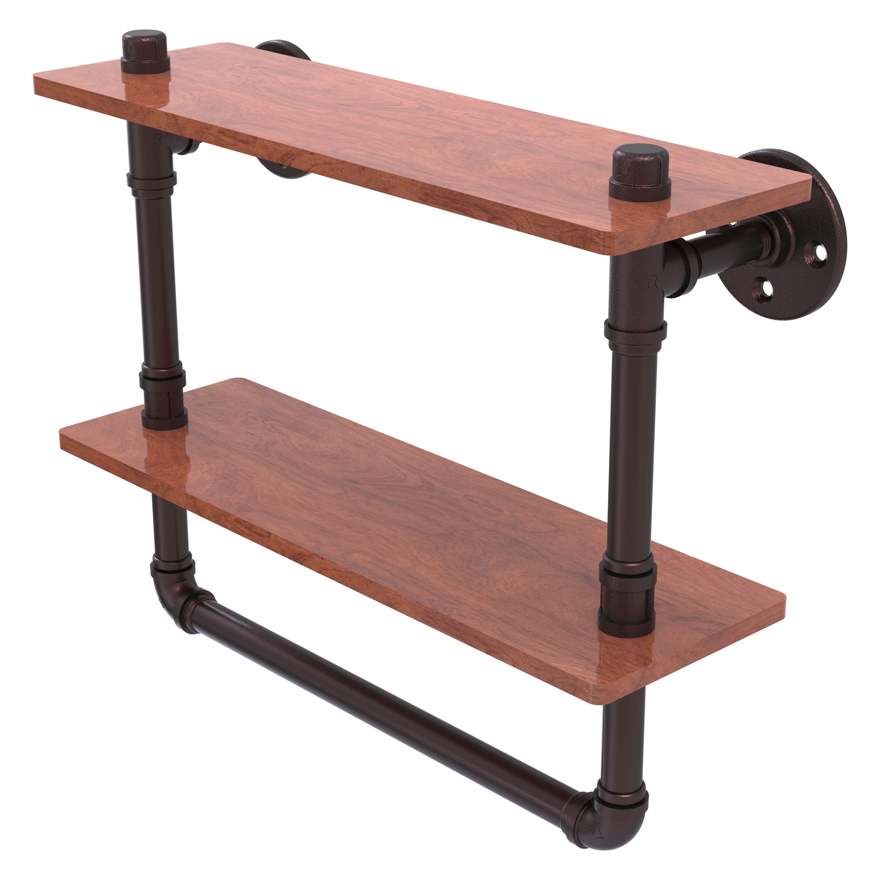 Allied Brass P-480-16-DWSTB-ABZ Pipeline Antique Bronze 2 -Tier Metal Wall mount Bathroom Shelf ( 16-in x 13.2-in x 5-in )