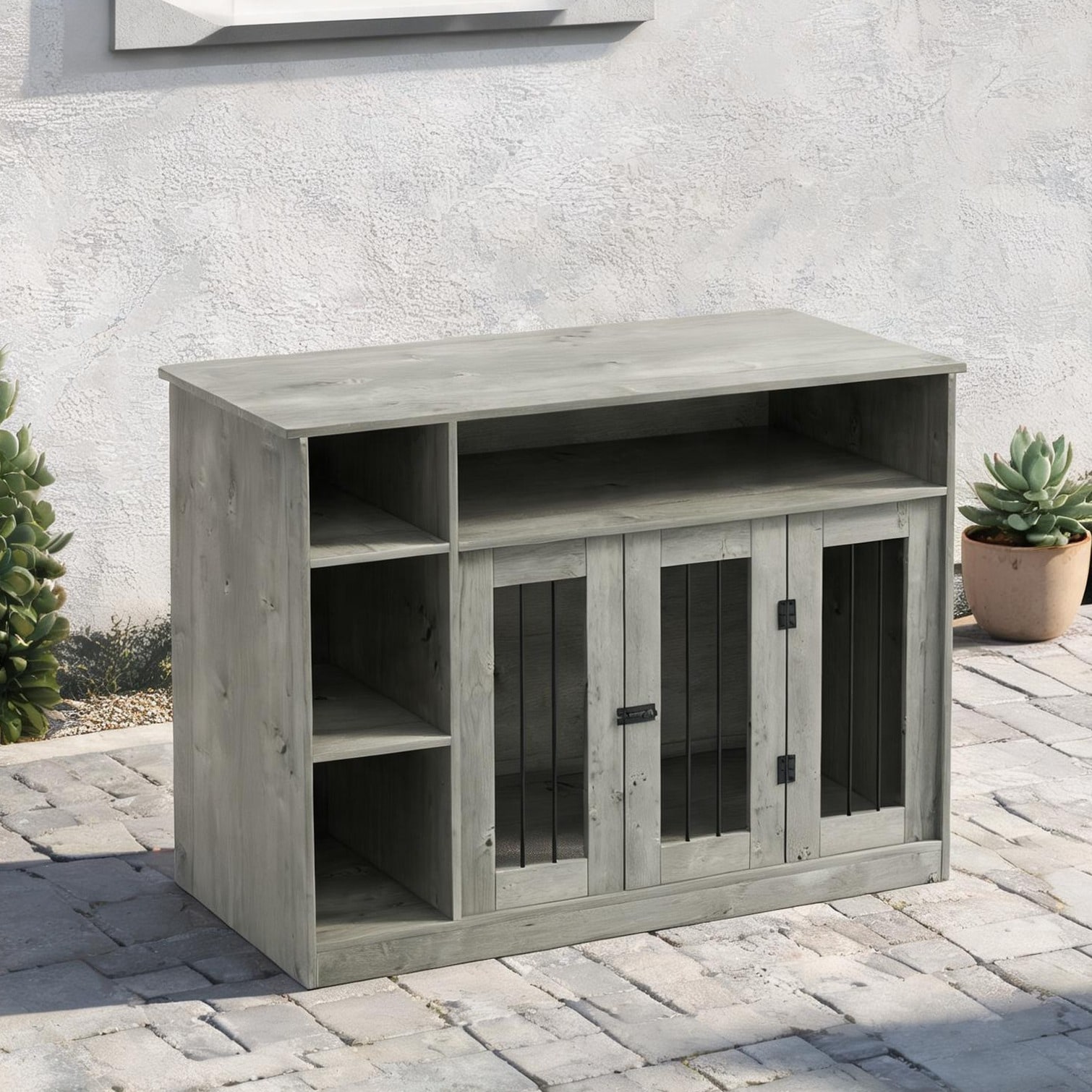 Naturefalls Storage Crates and Houses and in Gray 120 x 59.7 x 88.3 in with Shelving Adjustable Design