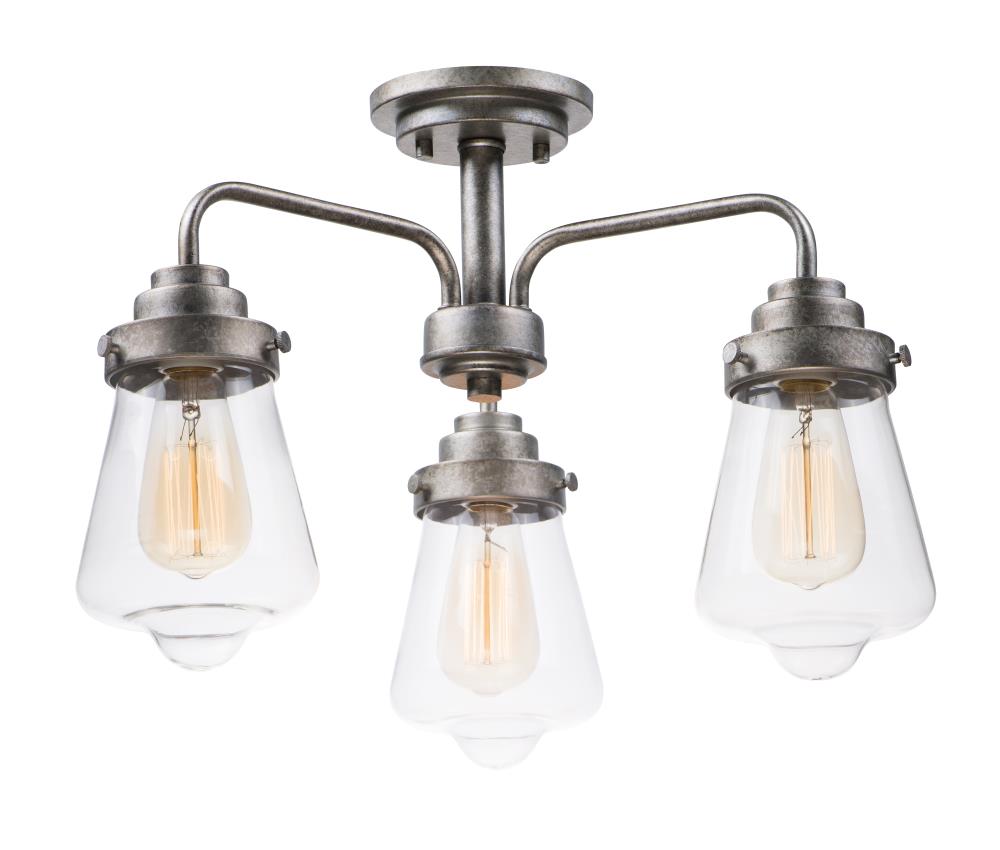 Maxim Lighting 11330CLWZ Cape Cod 3-Light Weathered Zinc Flush Mount Light