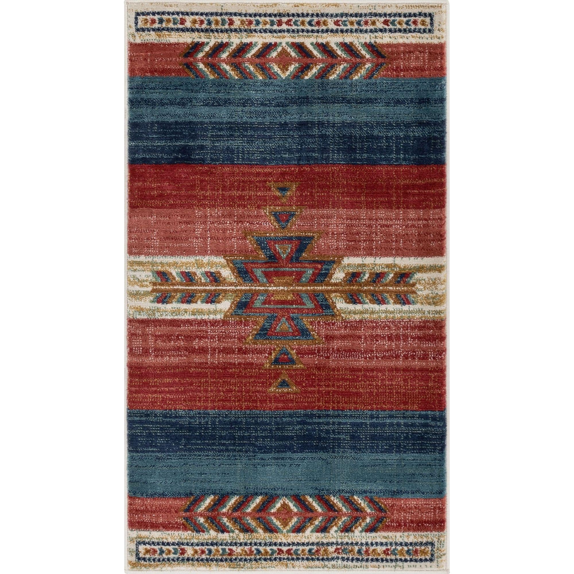 Crimson Southwestern Medallion Synthetic Reversible Rug