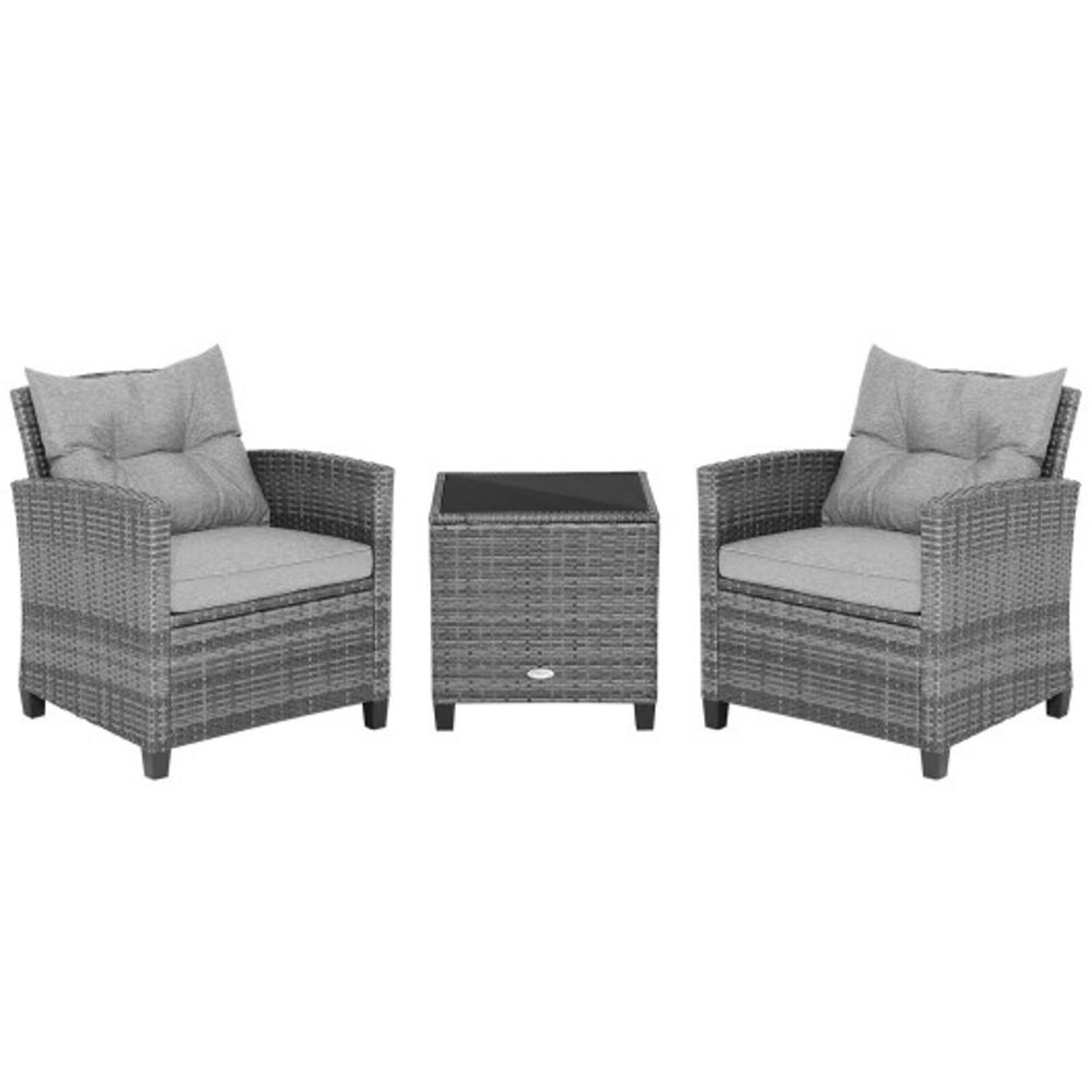 BABOOM Patio Furniture Set 3-Piece Wicker Patio Conversation Set With ...