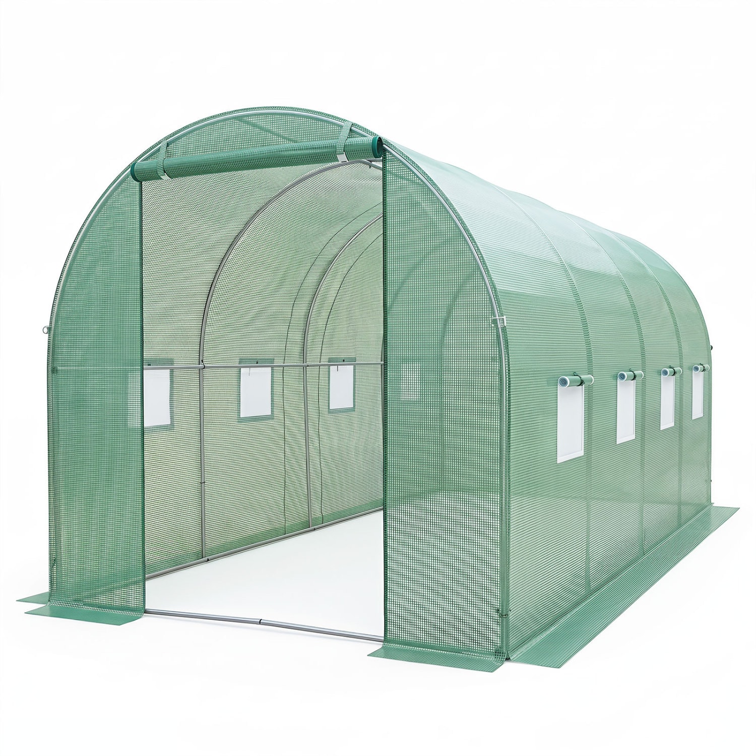 Slickblue Walk-In Green/White 15 x 7 x 7-ft Greenhouse with Galvanized Steel Frame for Backyard Garden or Patio