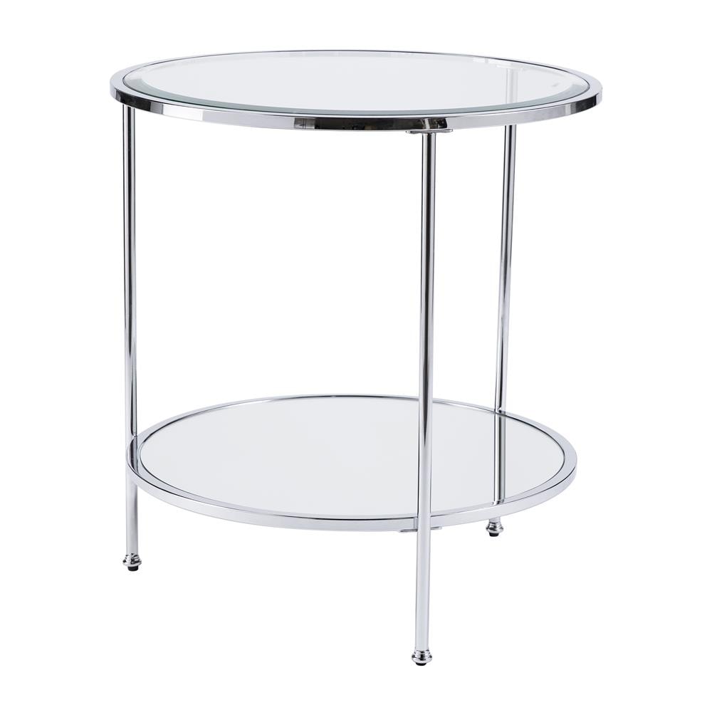 Boston Loft Furnishings ATG2360 Riku 24.25-Inches W x 26.25-Inches H Chrome Glass Round Glam End Table with Storage Assembly Required