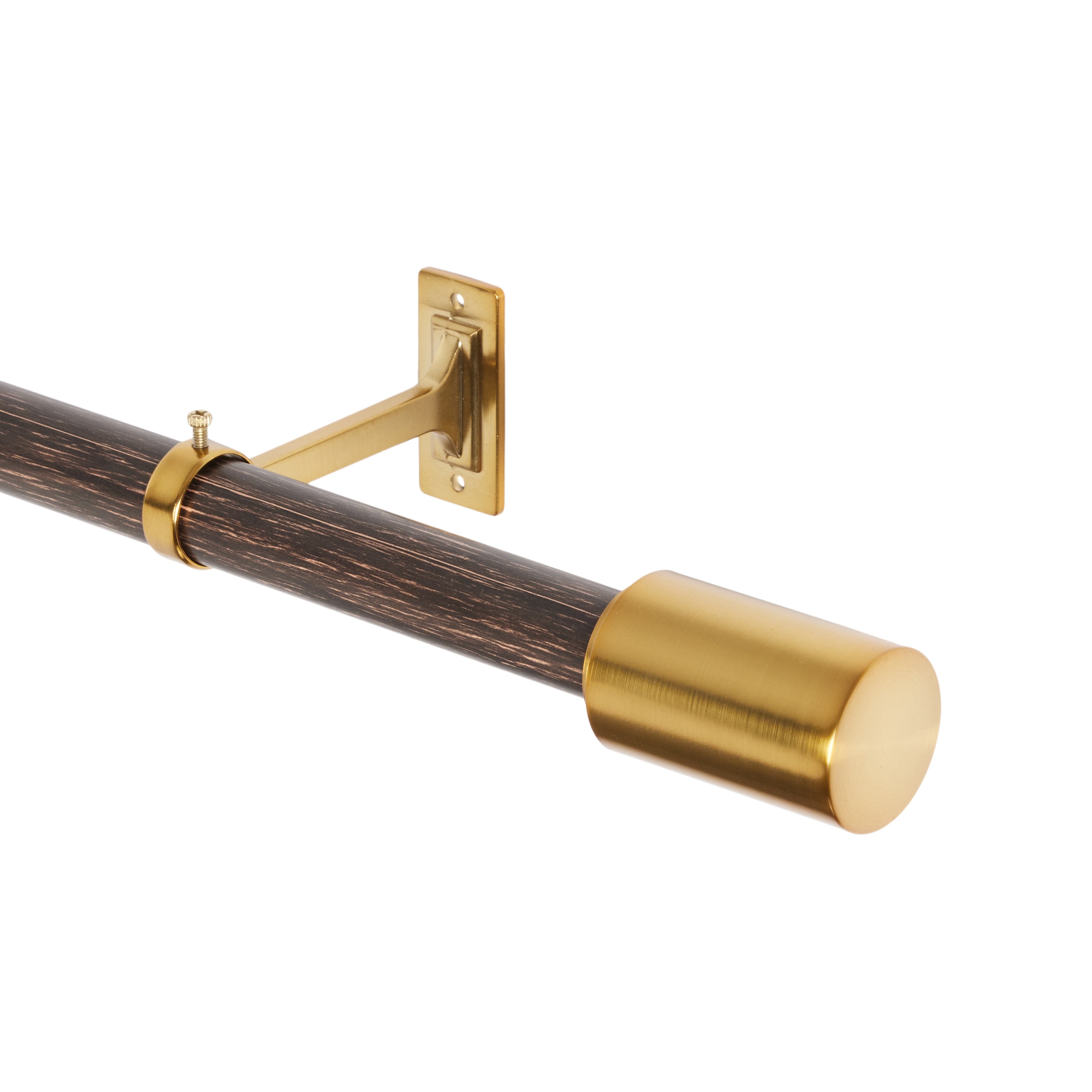 Origin 21 72-in to 144-in Wood and Gold Iron Single Curtain Rod with  Finials in the Curtain Rods department at Lowes.com