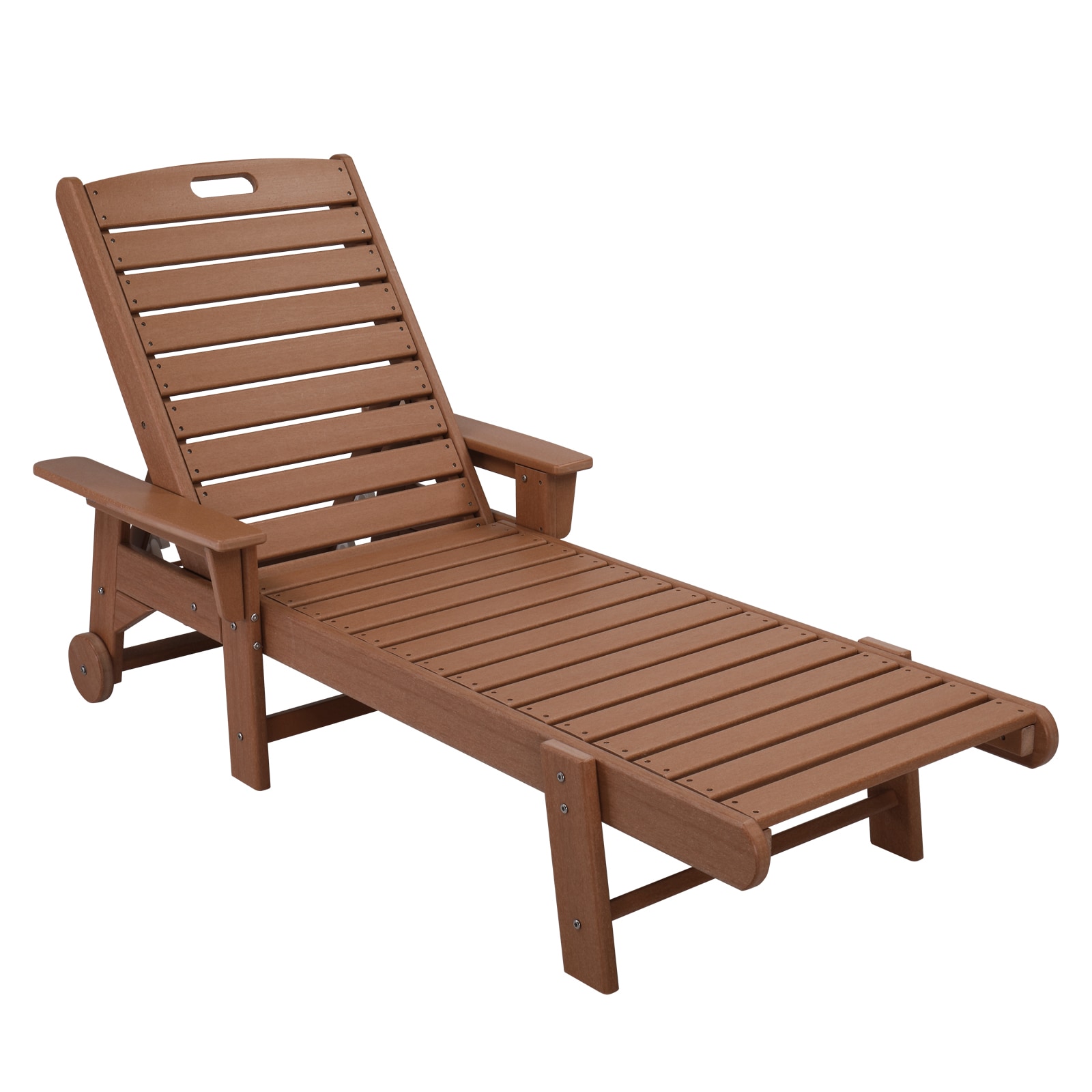 Winado LO1G56000487 Chaise lounge Teak Polyethylene Frame Stationary Chaise Lounge Chair with Bronze Slat Seat