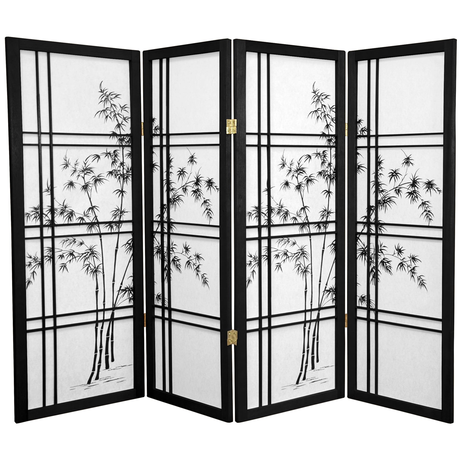 Red Lantern SSCLDXBT-BLACK 4 -Panel Black Wood Folding Shoji Style Room Divider