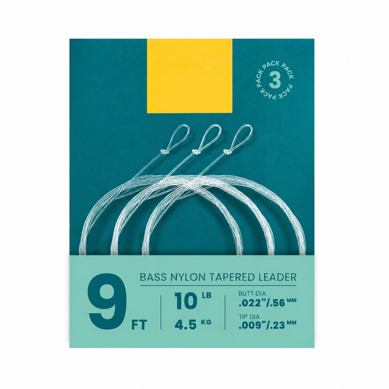 ITOPFOX  Fly Fishing Tapered Leader Nylon Clear 9ft 10lb for Bass Trout Salmon Steelhead Freshwater Saltwater Powerful Turnover for Large Flies