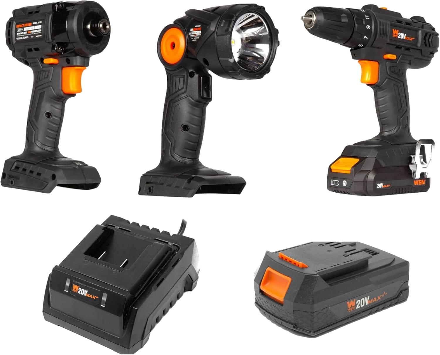 WEN 20VK3DDL 20-volt 3 -Tool Brushless Power Tool Combo Kit ( 1 -Batteries Included and Charger Included )