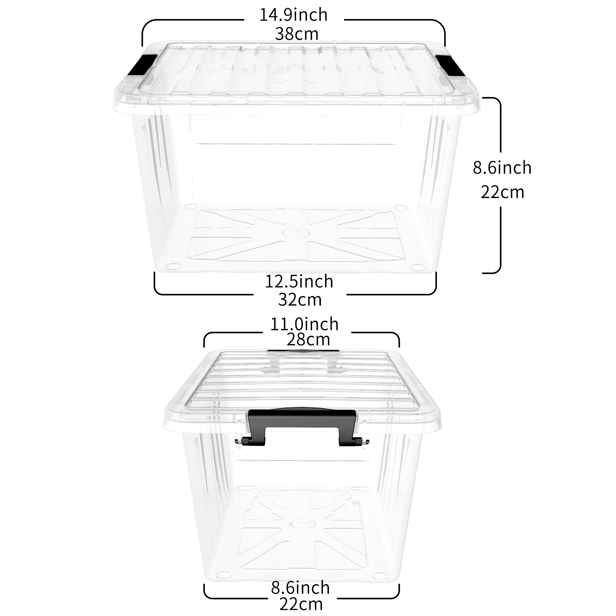 AKSCYZM 18 Quart Plastic Storage Bins Set of Six Clear Stackable ...