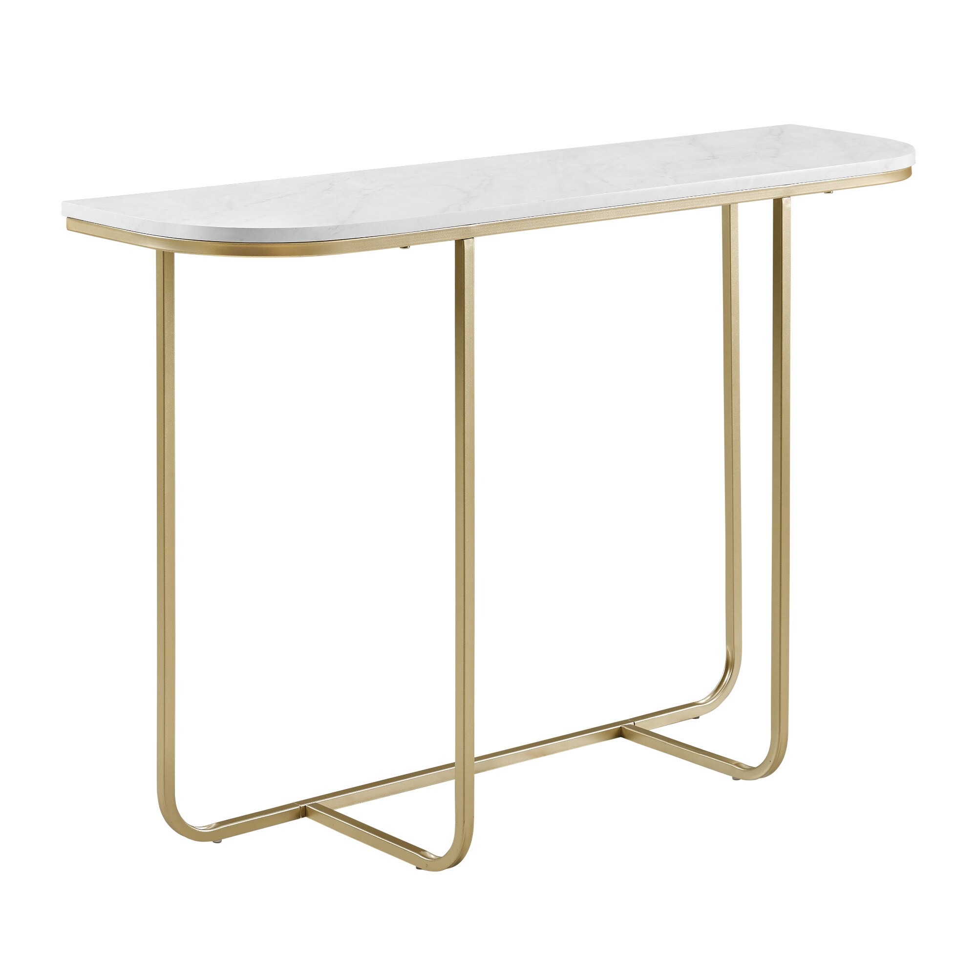 Pinchazo pecho terciopelo Walker Edison Modern White Faux Marble Sofa Table in the Console Tables  department at Lowes.com