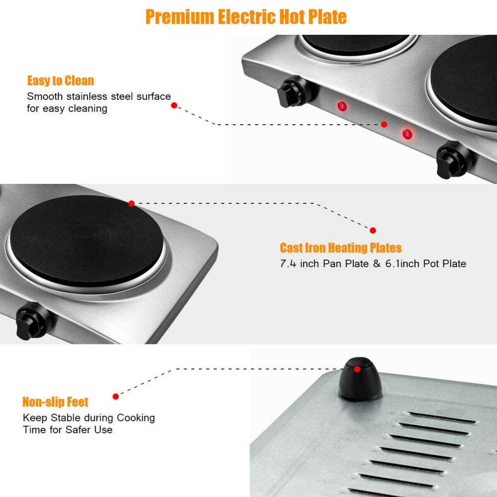 Electric Stove Portable Electric Mini Stove Hot Plate Multifunctional Home  Heater with Indicator Light and Non-Slip Rubber Feet 500W White(US Plug