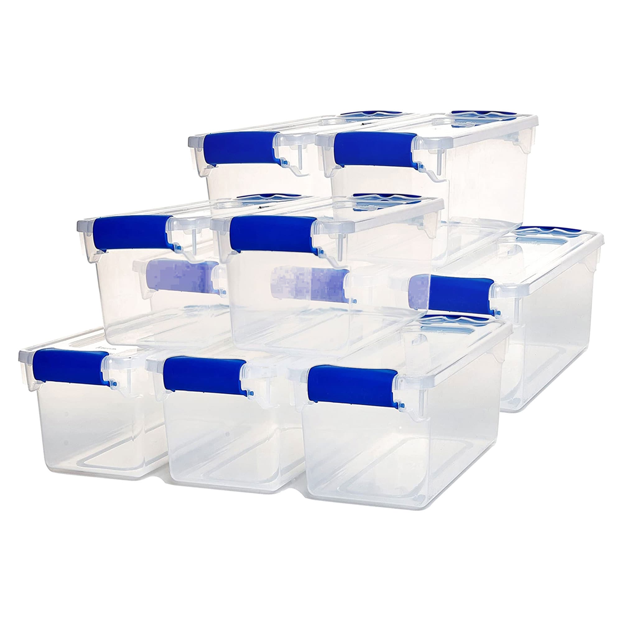 Homz 56 qt. Plastic Storage Tote with Latches Clear/Blue Set of 2