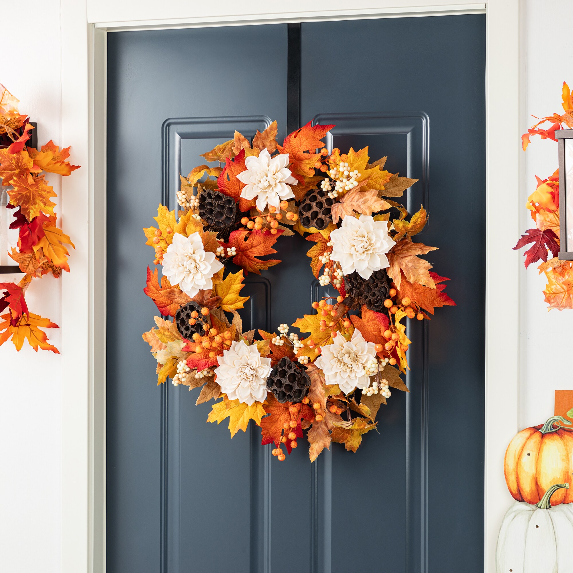 Glitzhome 2019500024 Artificial-Thanksgiving-Wreaths - View #7