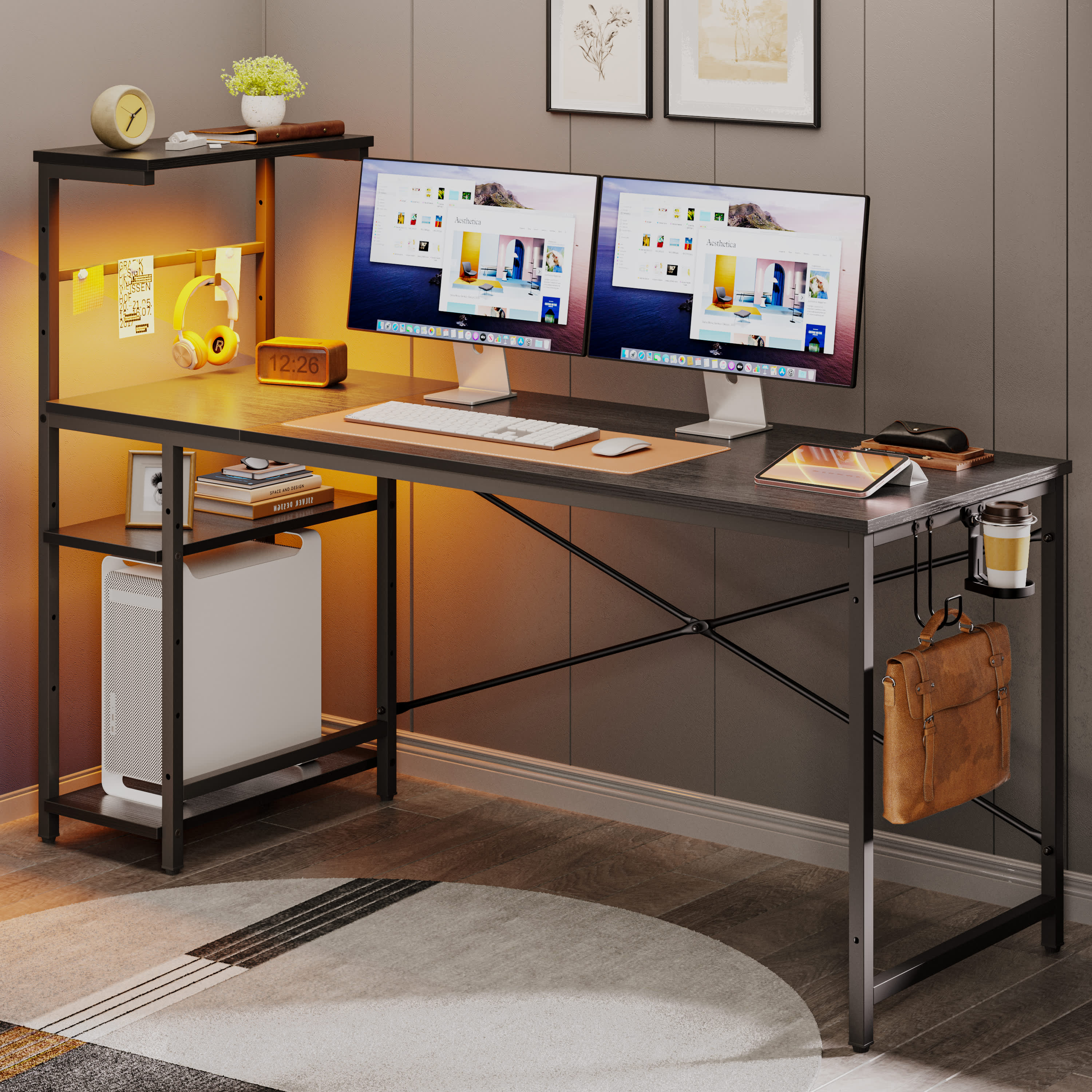 Bestier LOW-H101115C-BLKG desks - View #2