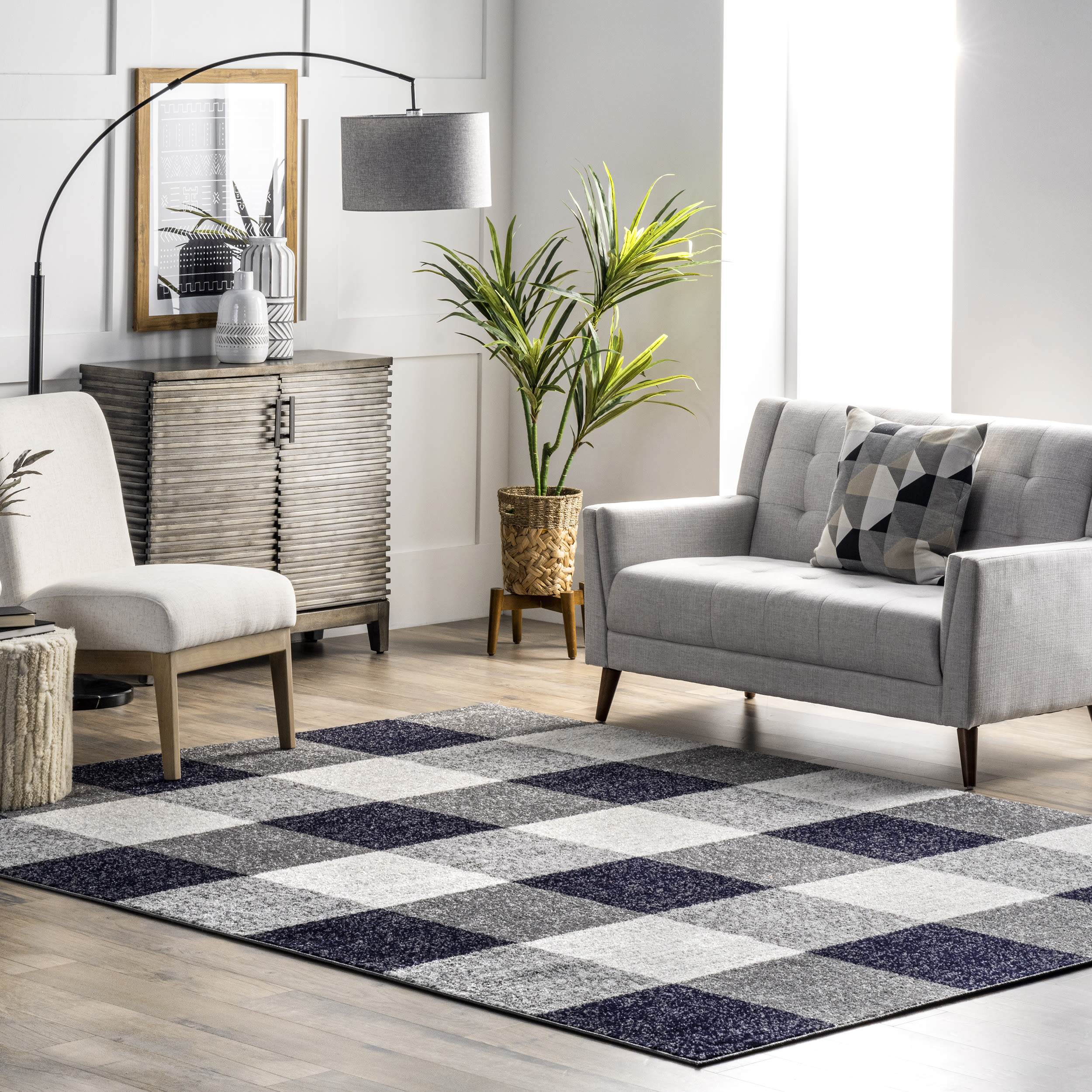 nuLOOM BDSM26B-9012 Smoky 9 x 12 (ft) Loomed Polypropylene Navy Rectangular Indoor Farmhouse/Cottage Area rug