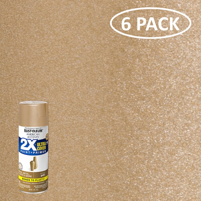 METALLIC GOLD Finish 11 Ounce Aerosol Spray Can Shiny Golden Paint AND  Primer Ultra Cover American Accents Rustoleum Rust-oleum 327909 