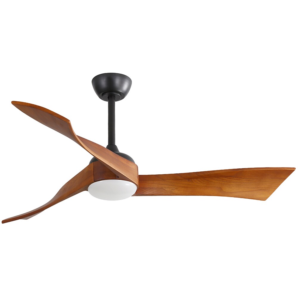 Sunrinx CF-20-DS 52-Inches Black-Brown with Brown Blades Integrated LED Fixture Indoor Downrod mount Standard Ceiling Fan With Light and Remote ( 3 -Blade)