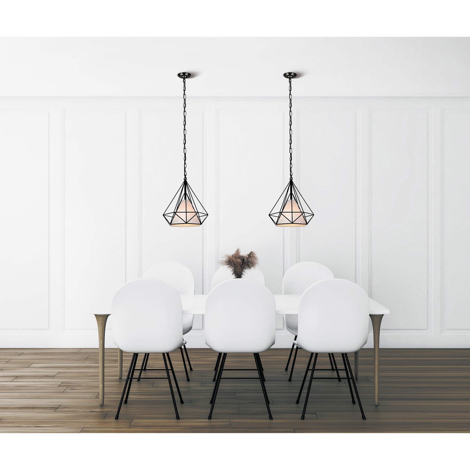 Contemporary Chrome Diamond 20" Pendant Chandelier