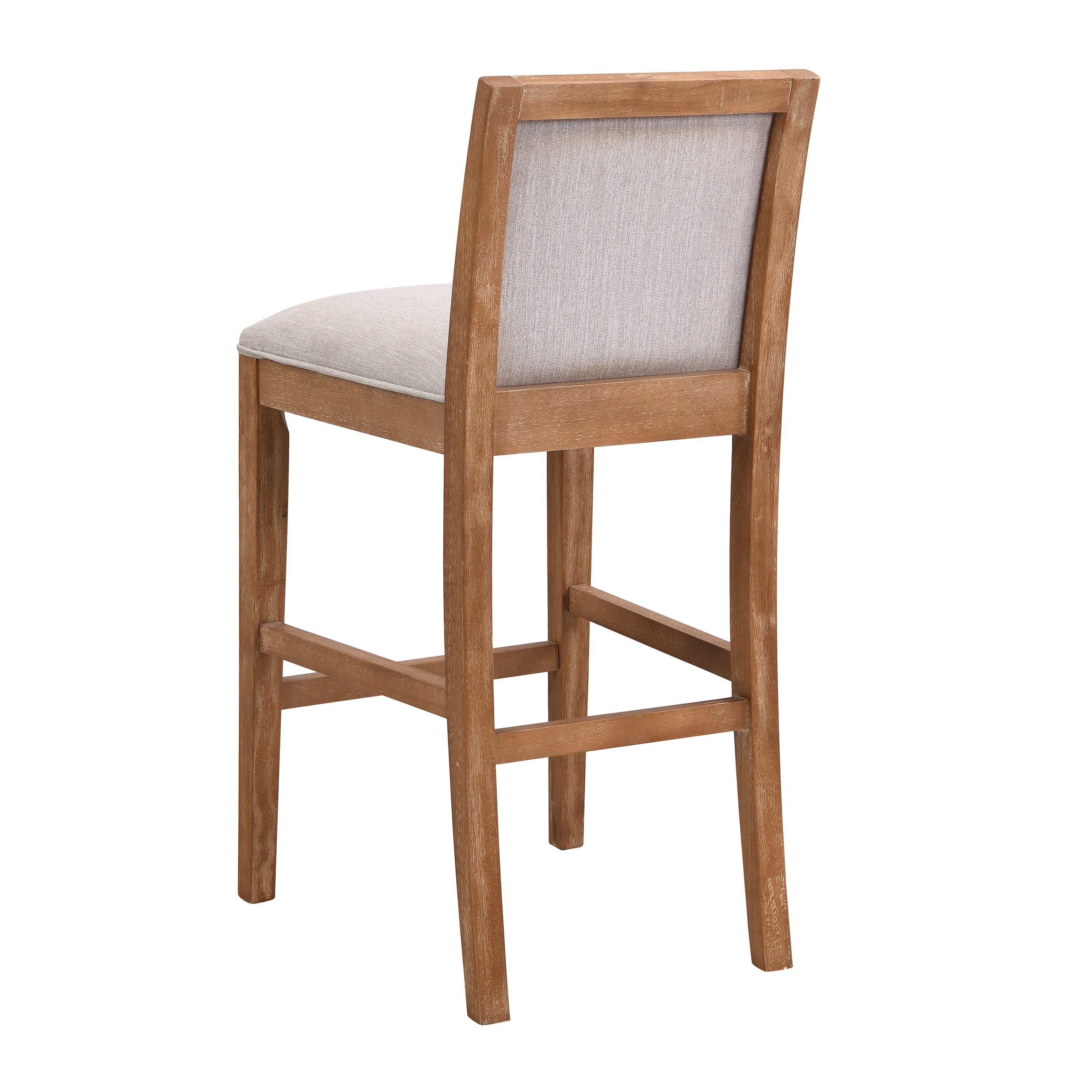 Modern Beige Fabric Counter Stools with Rubberwood Frame, Set of 2