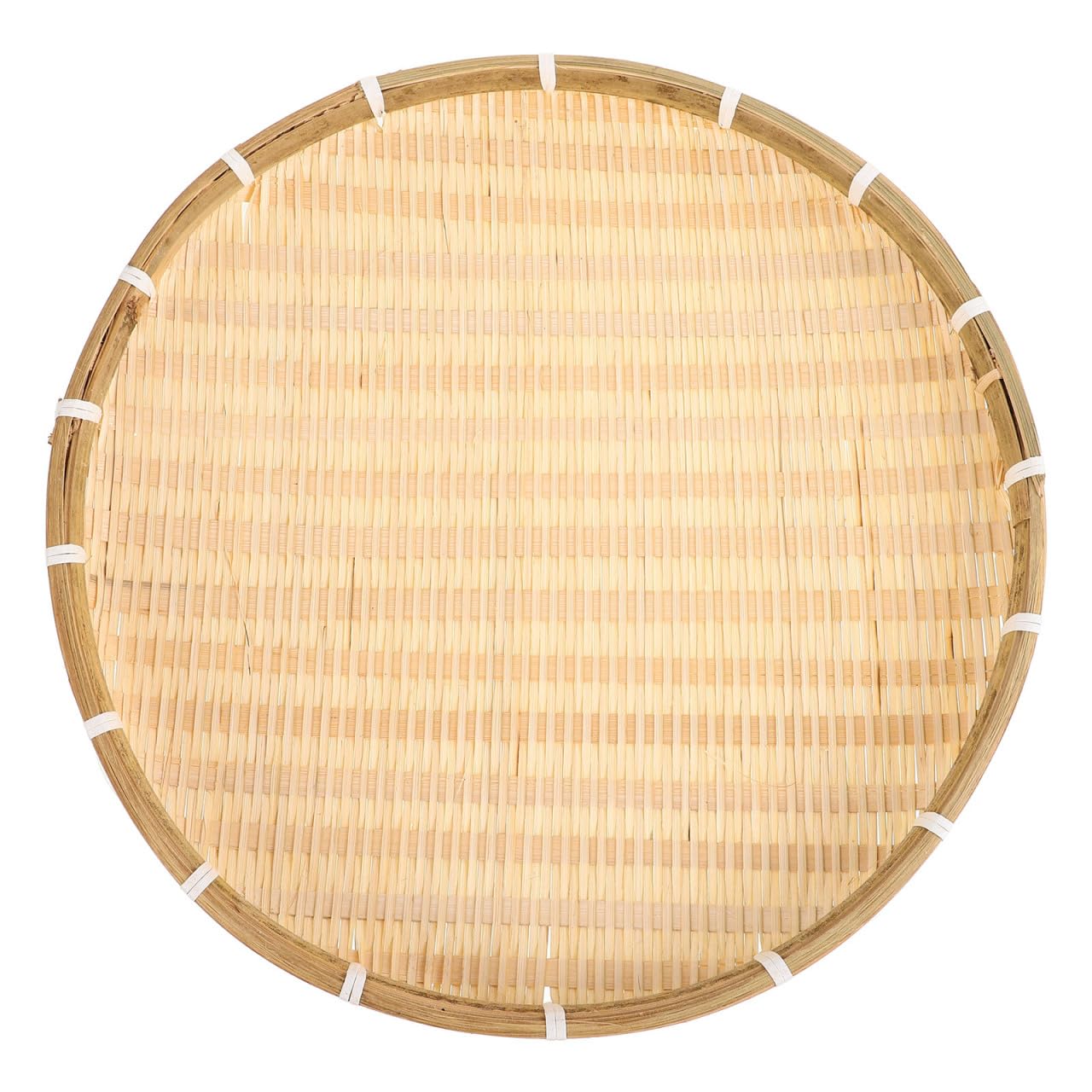 Aoibox  Handwoven Round Natural Bamboo Serving Tray 16 Inch Brown Wood Bread Basket for Kitchen Dining and Food Presentation