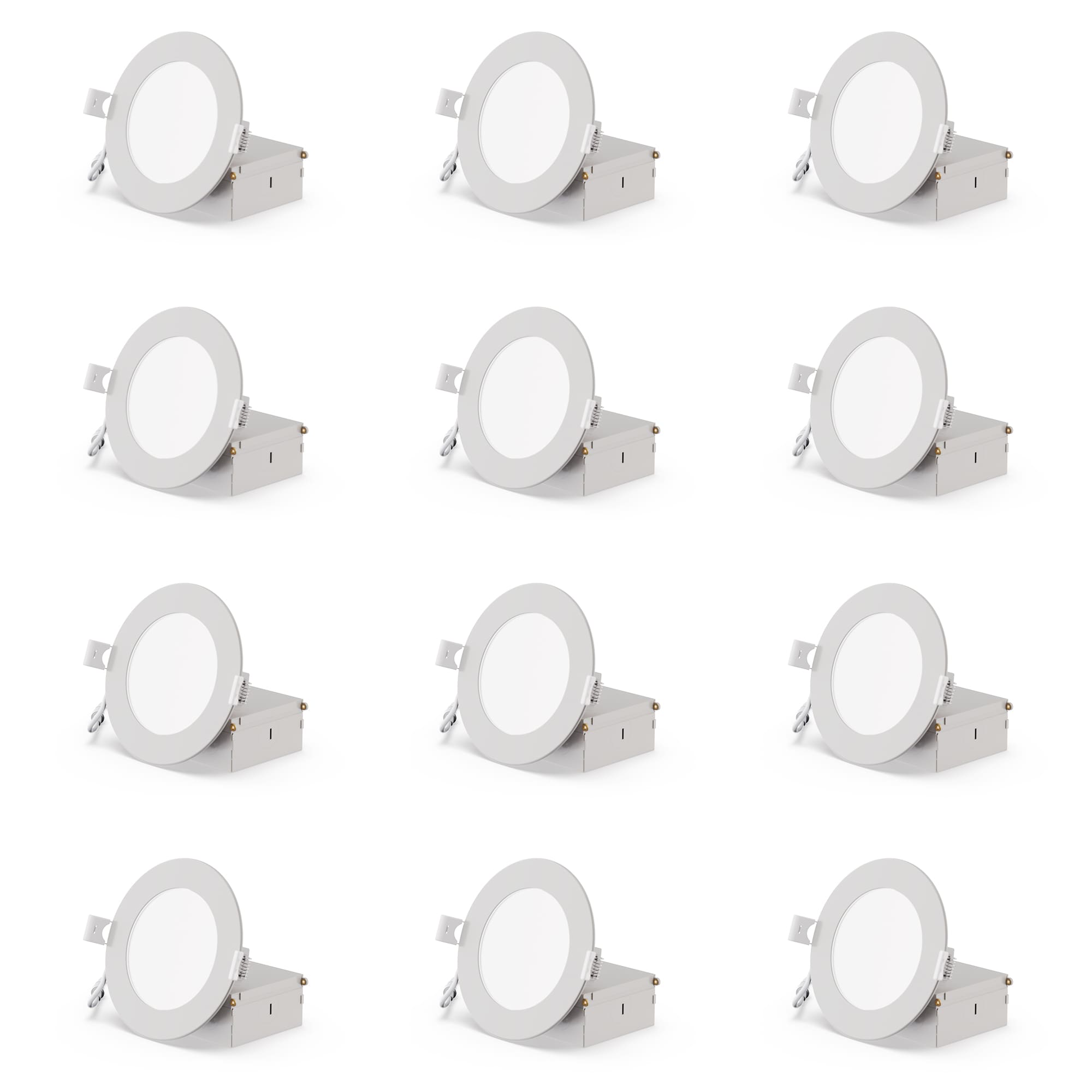 Infibrite IB-001-5-9W-HL-12PK Elite White 4-in 750 -Lumens Daylight Round Dimmable LED Canless Wet rated Recessed Downlight 12 -Pack