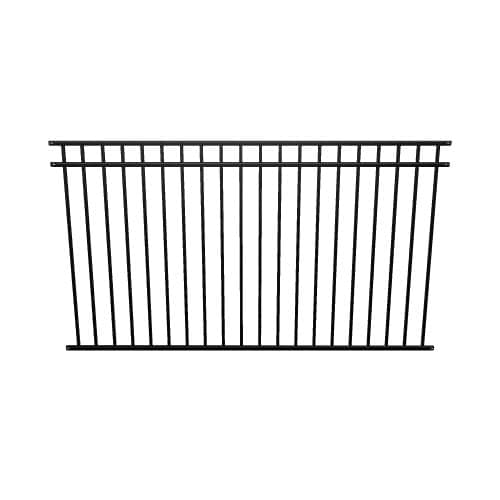 Fortress Building Products Versai 5-ft H x 8-ft W Gloss Black Steel Spaced Picket Flat-top Privacy Fence Panel