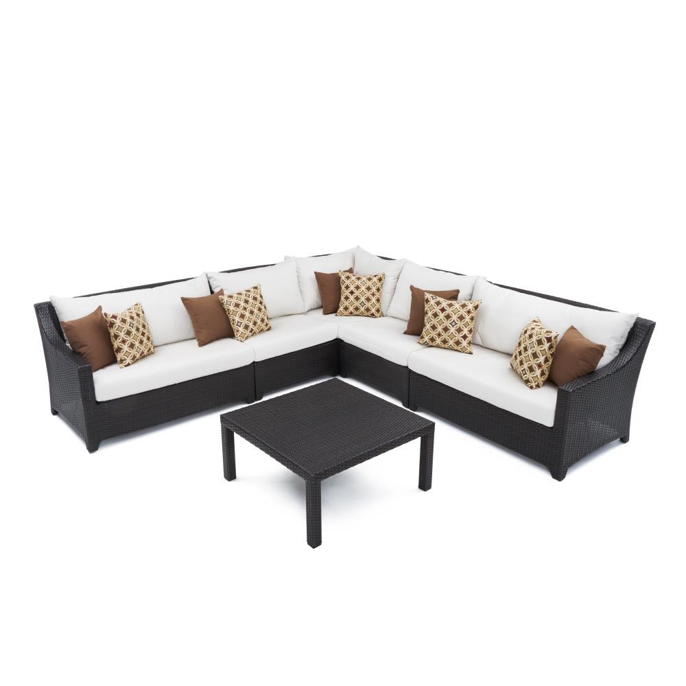 RST Brands OP-PESS6-MOR-K Deco 6-Piece Wicker Patio Conversation Set with Off-white Sunbrella Cushions