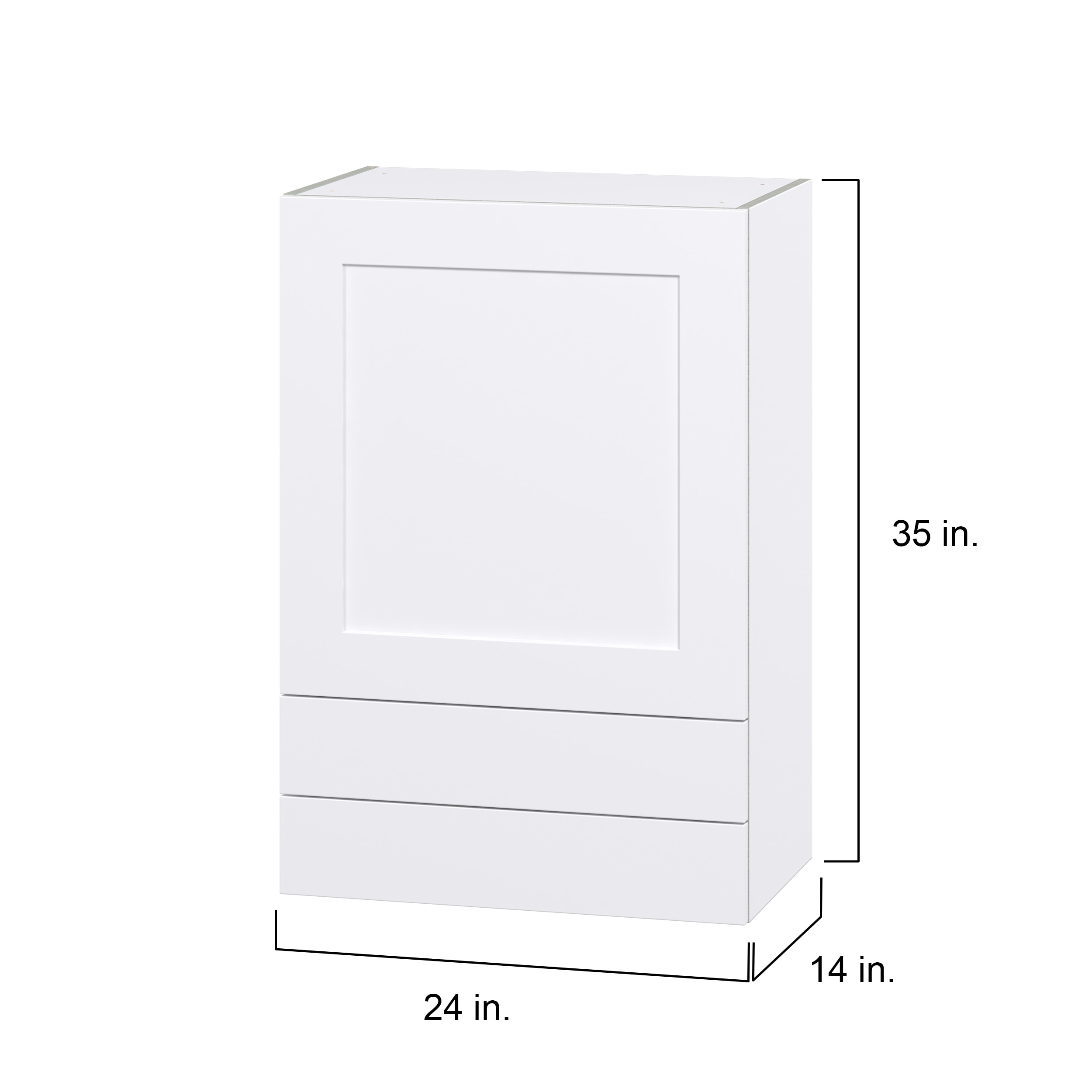 Hugo&Borg Jolie 24-in W x 35-in H x 14-in D Warm White 2-Drawers Wall Fully Assembled Cabinet (Flat Panel Shaker Style)