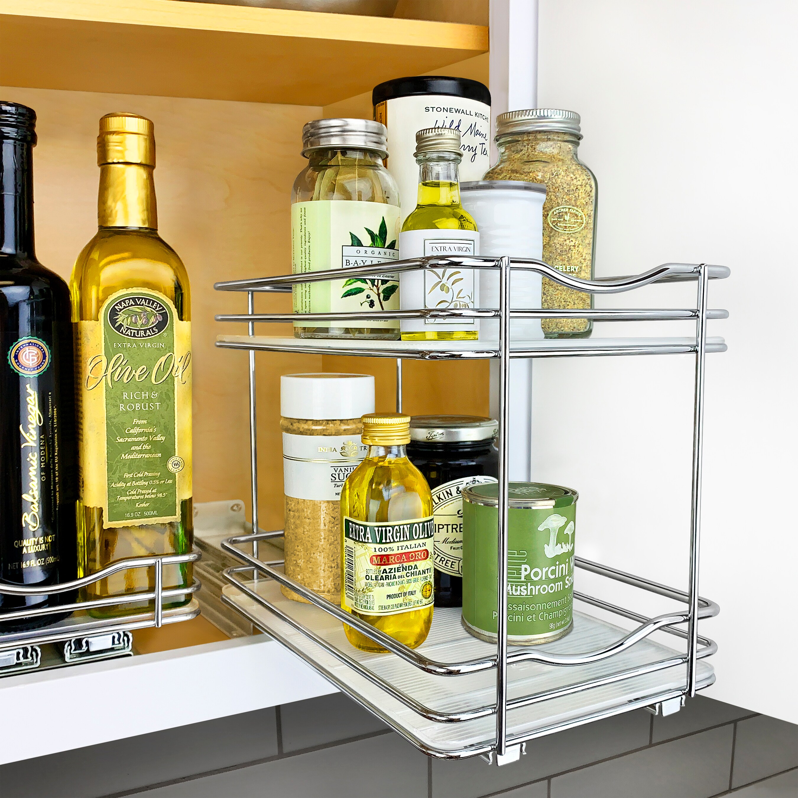 Lynk Professional 4.3-in W x 9.18-in H 2-Tier Cabinet-mount Metal Pull-out  Spice Rack in the Cabinet Organizers department at