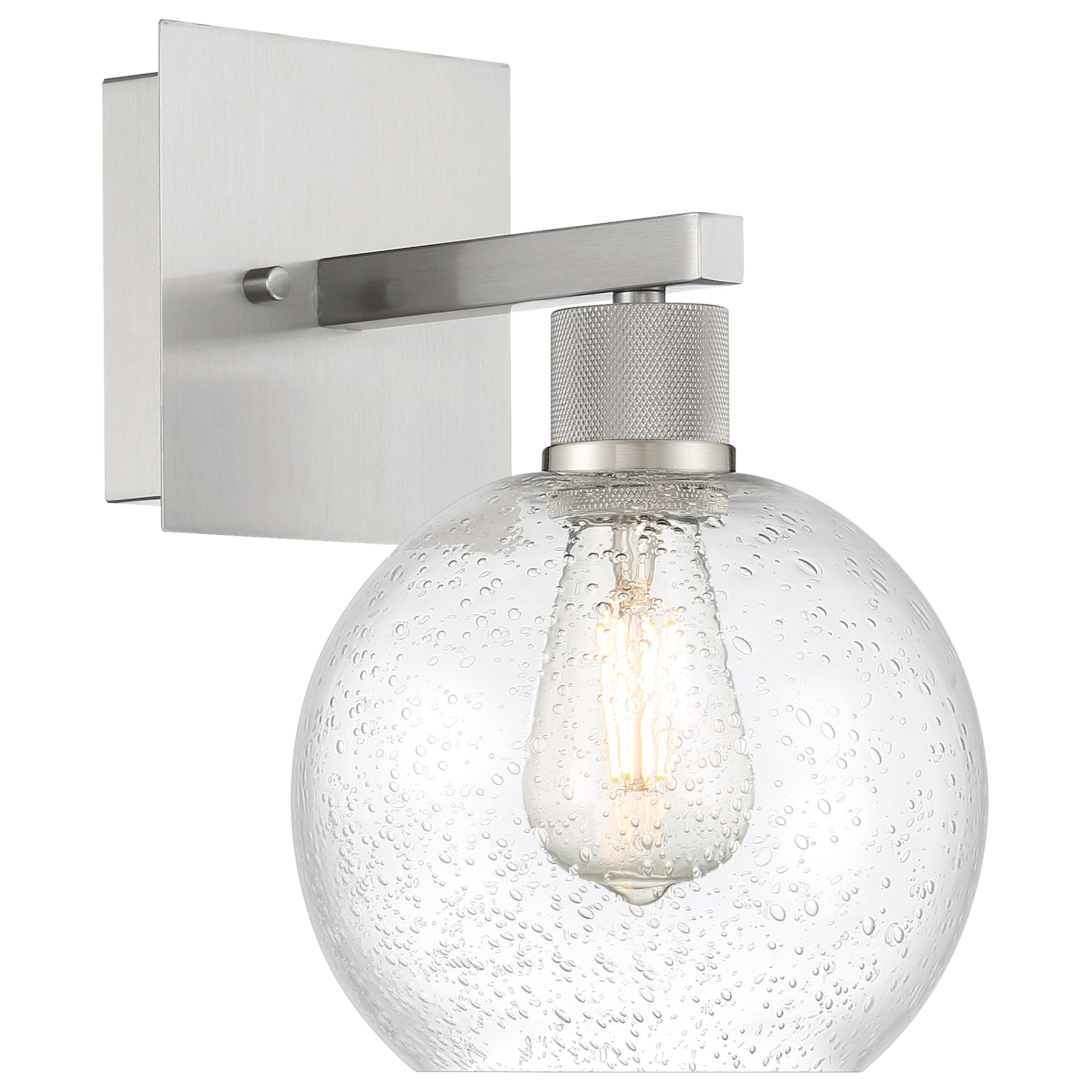 Access Lighting 63145LEDDLP-BS/SDG Port Nine Burgundy LED Wall Sconce - Brushed Steel - Seeded Glass - Replaceable LED
