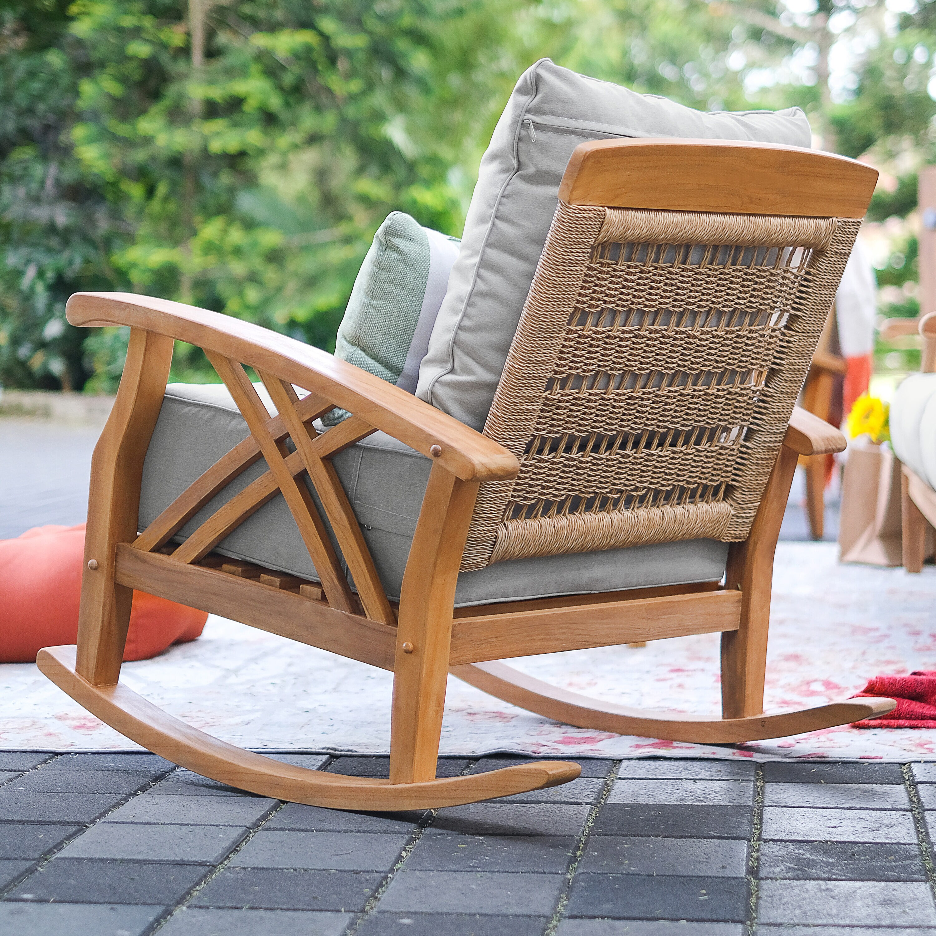 Teak rocking chair online set