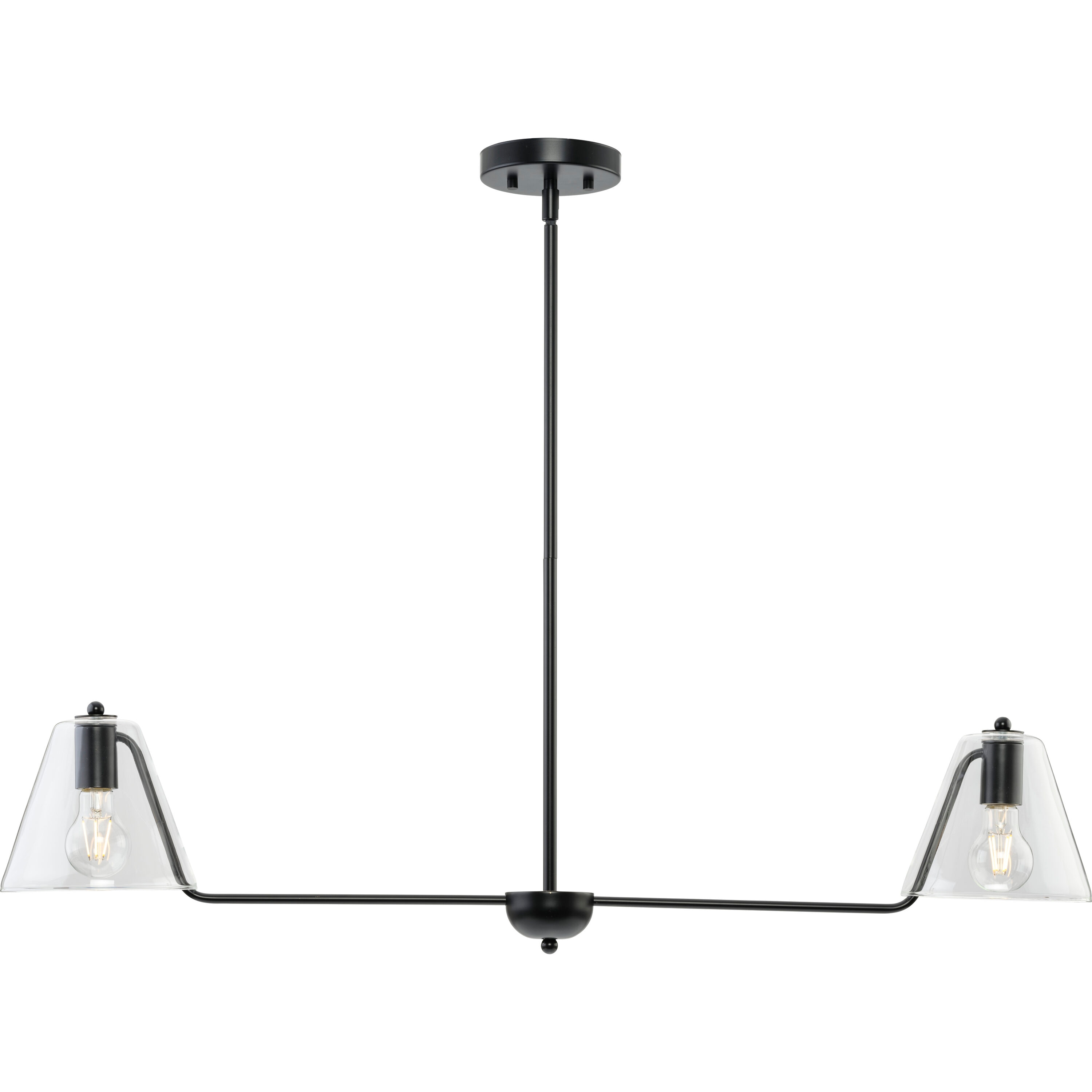 Progress Lighting Chadwick 3-Light Black Traditional Etched Glass Linear Large Hanging Kitchen Island Light