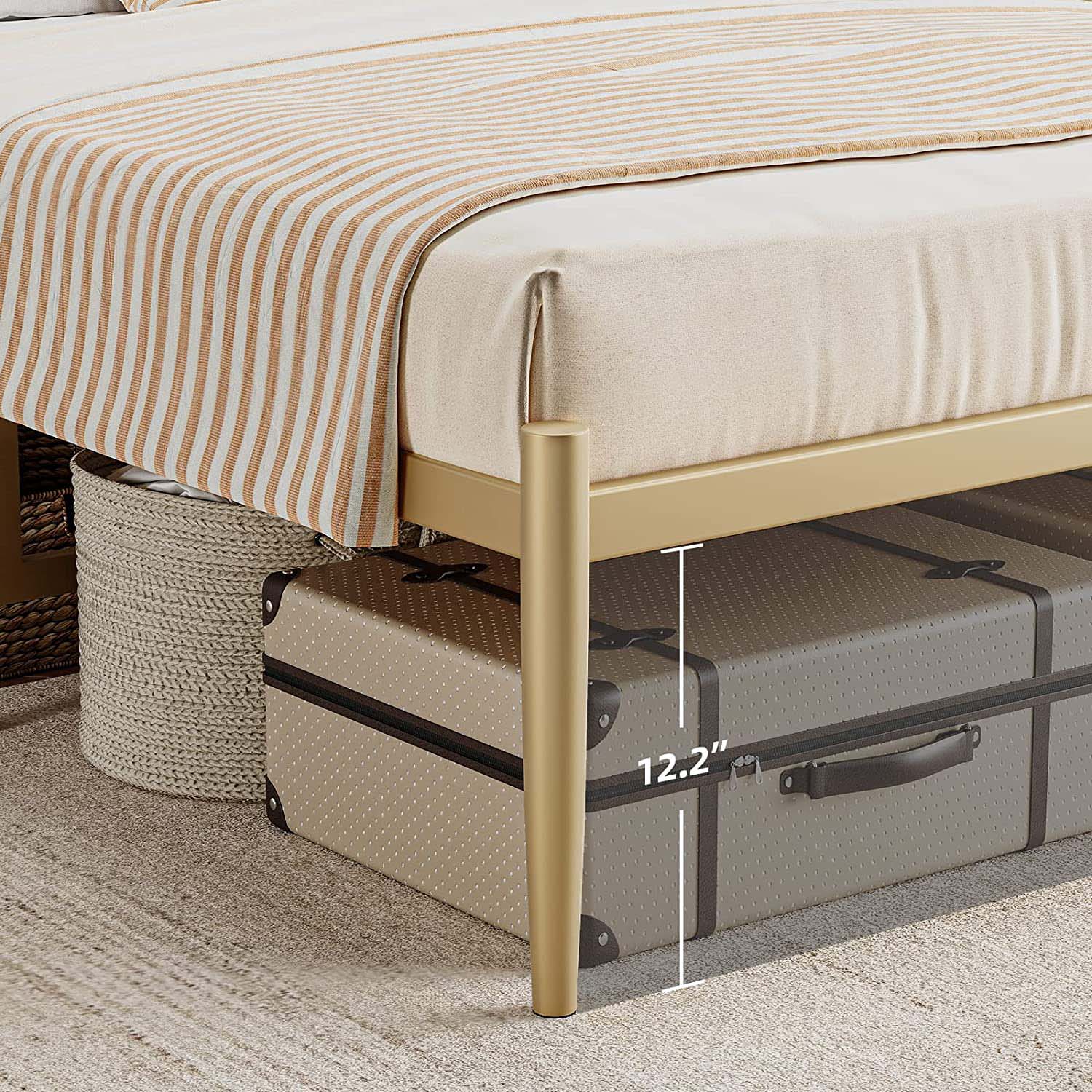 WhizMax Gold Full Metal Platform Bed With Storage In The Beds ...