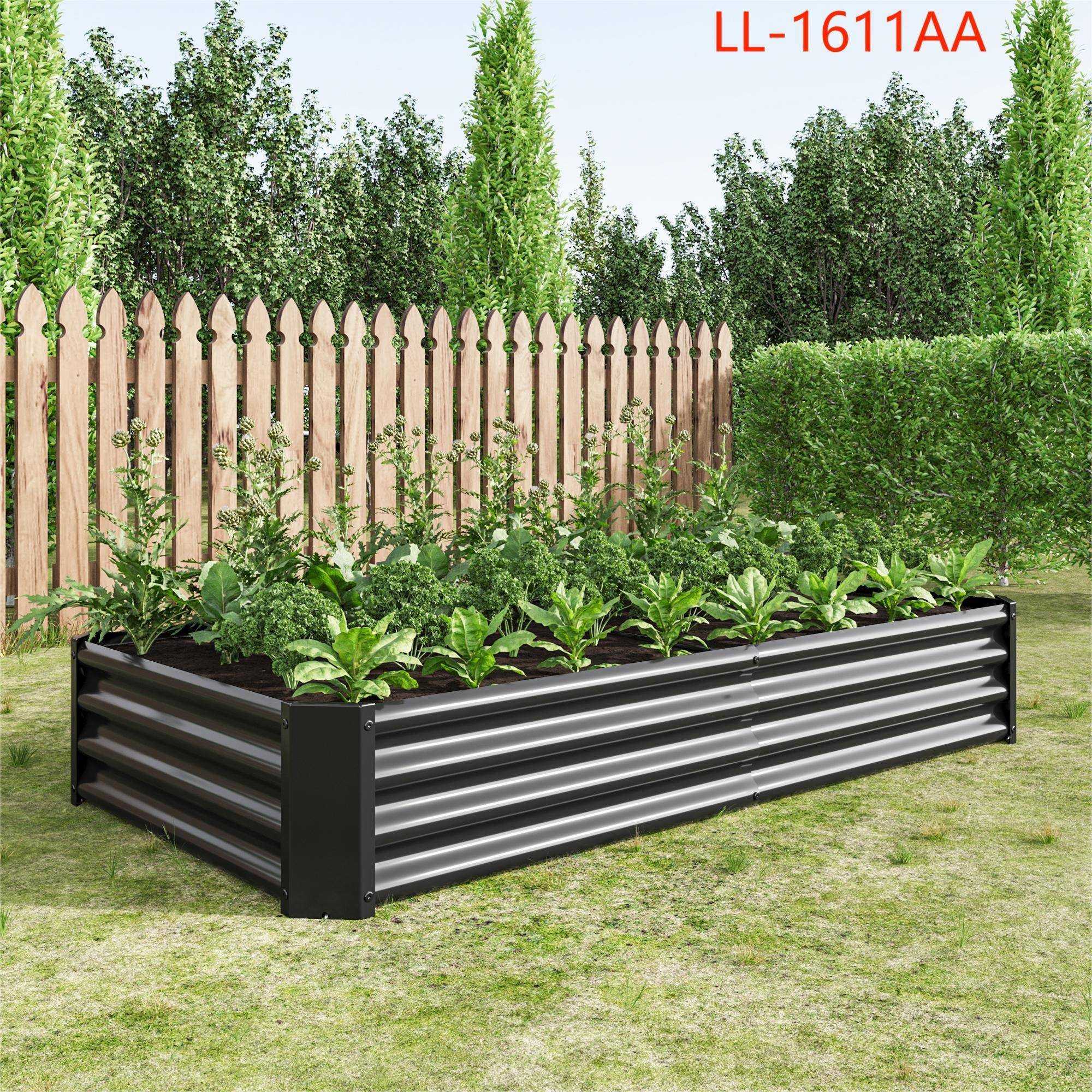 Yiekholo LL-1611AA 35.83-in W x 70.87-in L x 11.81-in H Black Metal Raised Garden Bed
