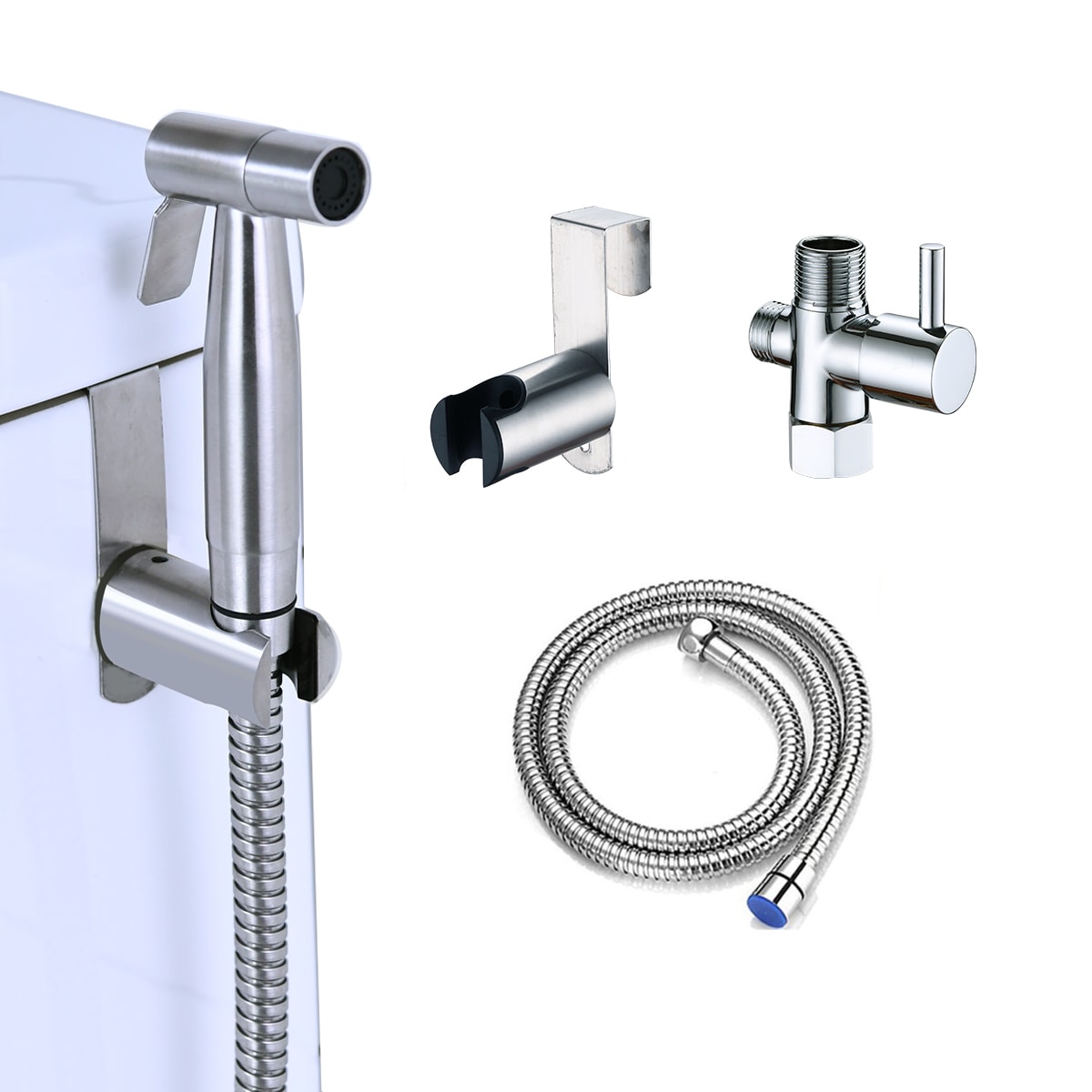 Mondawe Brushed Nickel Toilet mounted Handheld bidet sprayer #MD-HBS-BN